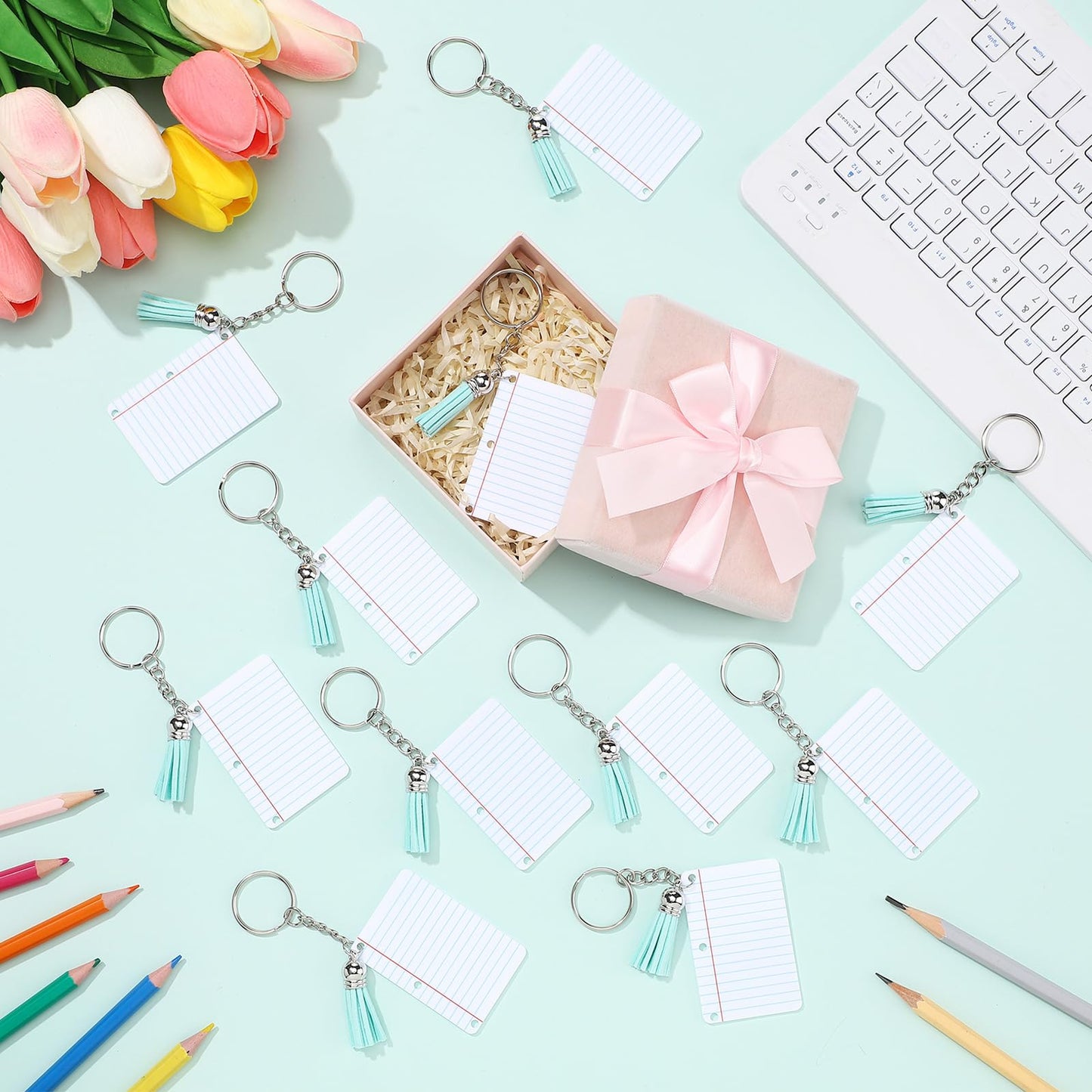 Sureio 30 Pcs Back to School Teacher Appreciation Gift Bulk Mini Notebook Keychain Gifts Bulk Note Book Bundle for Preschool(Notebook)