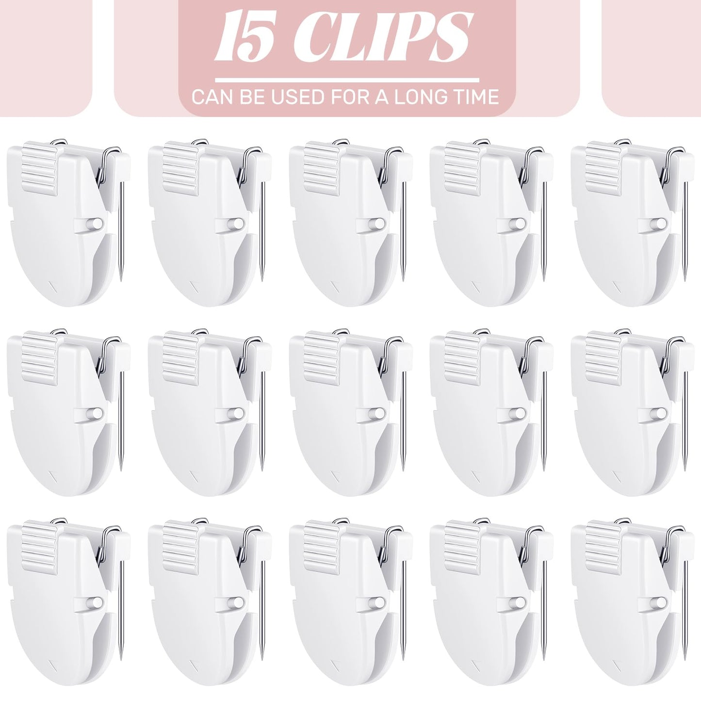 Feifeiya 15 Pcs Cubicle Clips Fabric Panel Cubicle Accessories Fabric Partition Panel Wall Clip Office Photos Wall for Notes Memos Standard Size, 40-Sheet Capacity (White)