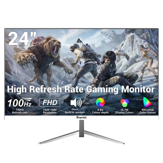 BUYRICH 24 Inch FHD 1080P 100Hz Computer Monitor, Built-in Speakers,VA Panel with 3000:1 Contrast, AMD FreeSync, HDMI Ports, HDR & Low Blue Mode, Ergonomic Tilt for Home Office