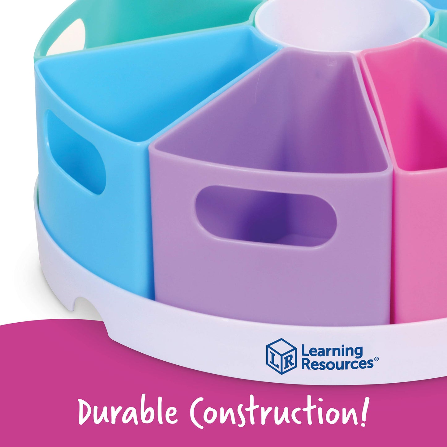 Learning Resources Create-a-Space Storage Center Pastel - Rotating Caddy Organizer for Kids, Art Supply Organizers for Markers, Pens and Pencils, Classroom Table Caddy for Teachers