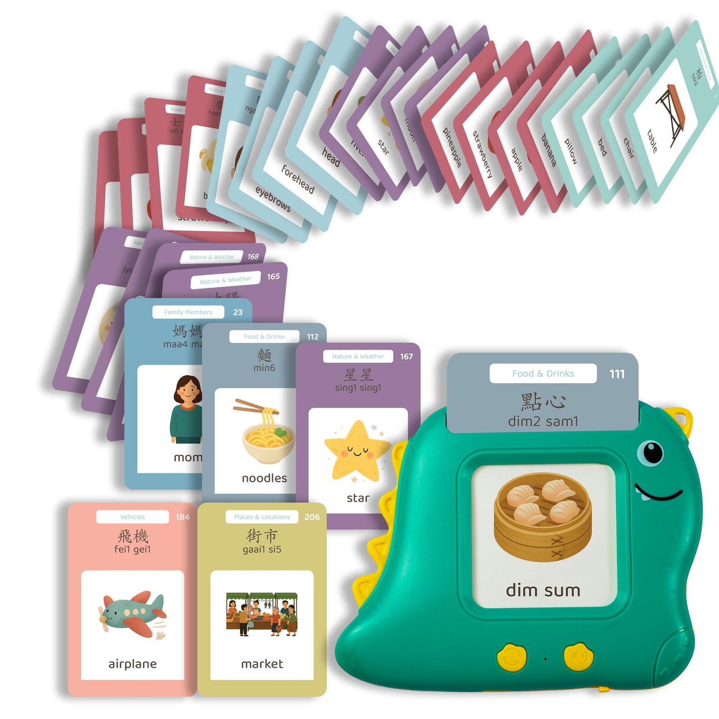 Monkey & Bananas | Cantonese–English Talking Flash Cards | Traditional Chinese & Jyutping | Bilingual Toy for Toddlers & Beginner Learners | 224 Words, 18 Themes | Screen-Free | Ages 2–6