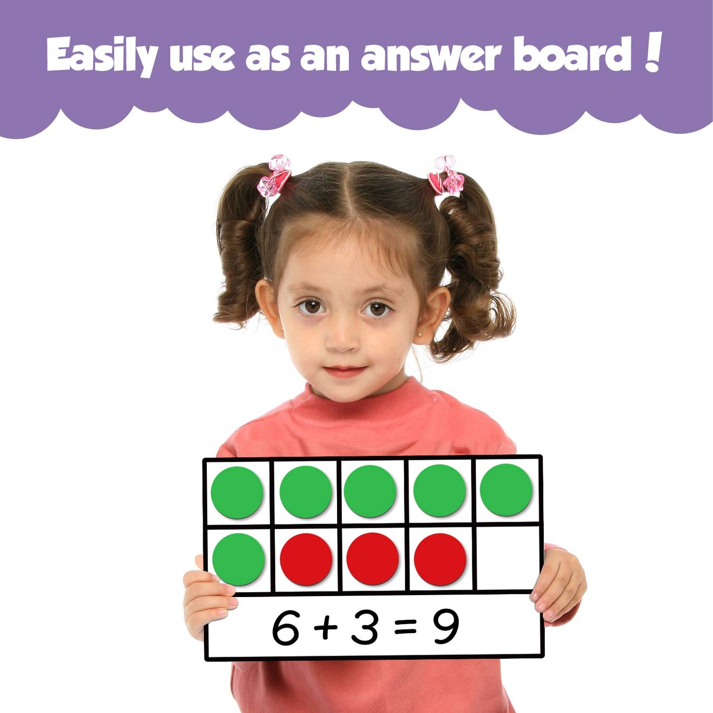 Torlam Magnetic Ten-Frame Set - Math Manipulative for Elementary - 5 Ten Frames & 55 Magnetic Counters for Kids, Kindergarten Math Games (Upgraded Version for Hand-held & 2 Black Pens)