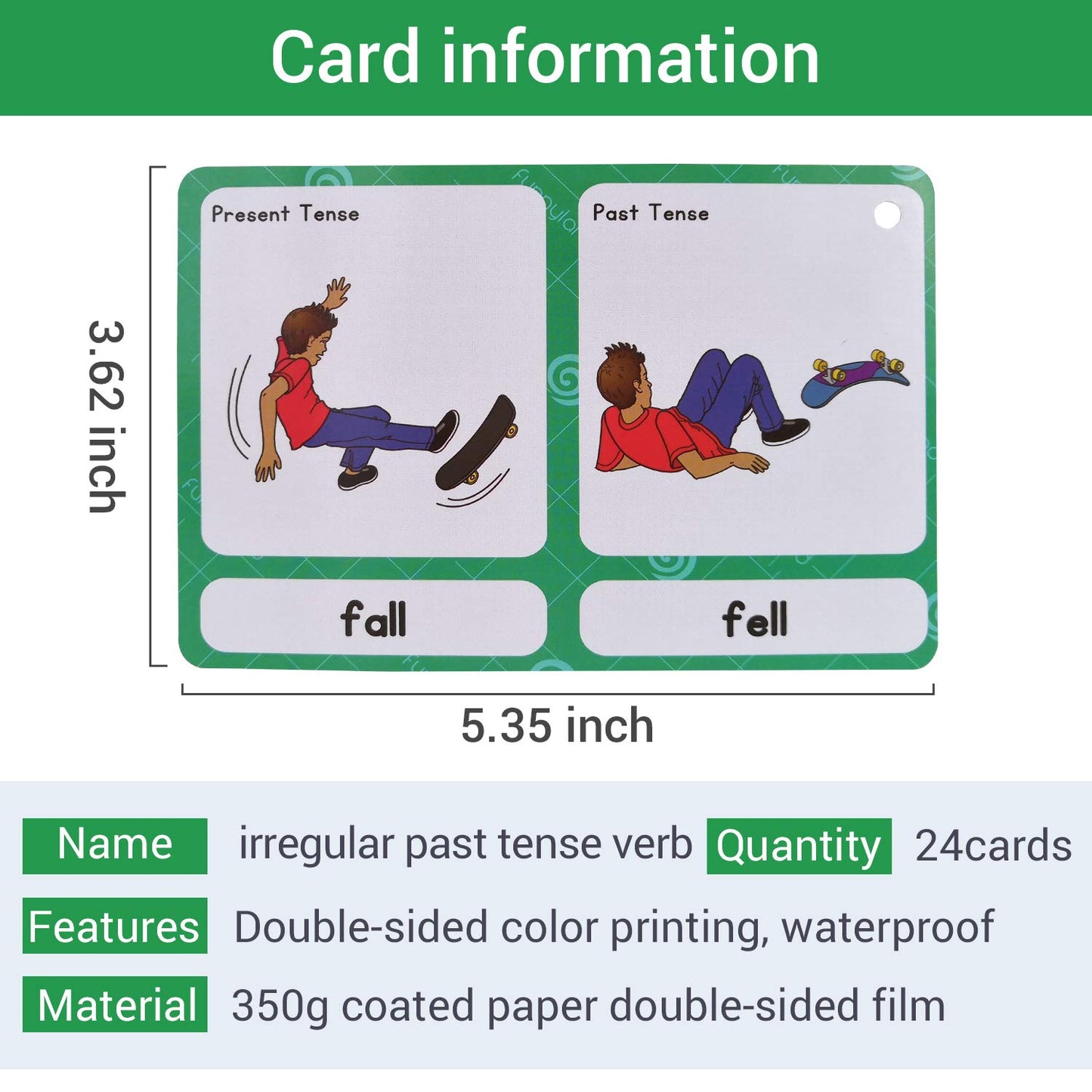Zwttey Irregular Verbs/Plural Nouns/Degrees of Comparison/Verb Tense 4 Themes English Flashcards Vocabulary Building Pocket Cards Grammar Educational Learning Aids Pre-Kindergarten Classroom Supplies