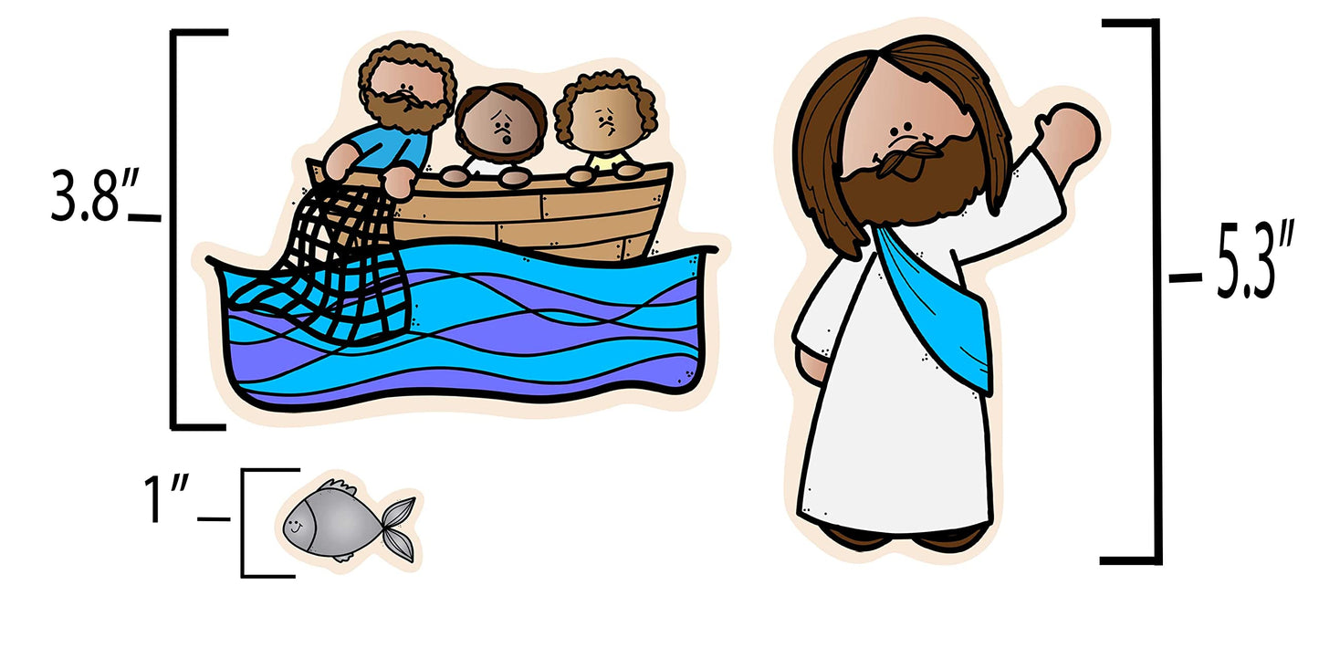 Story Time Felts Jesus & Miraculous Catch Fishers of Men Felt Figures for Bible Flannel Board Stories Miracles (Regular)