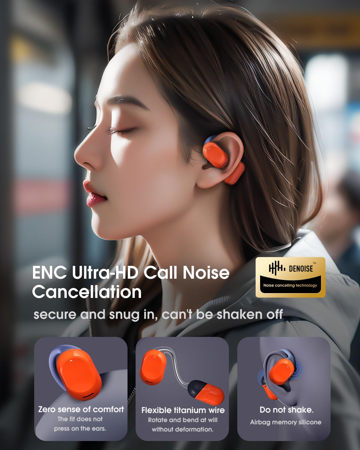 schainyan AI Translator Earbuds Real Time - 164 Languages Translation Headphones, Audio and Video Calls Wireless Bluetooth Interpreter Device for Business, Travel, Learning - Orange