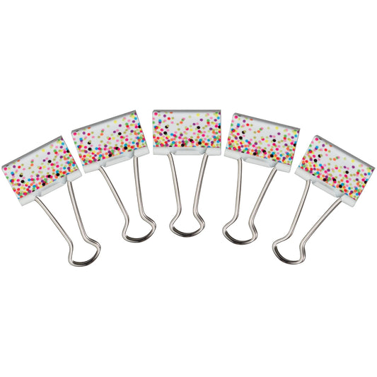Teacher Created Resources Confetti Binder Clips, Medium, 8 Per Pack, 6 Packs