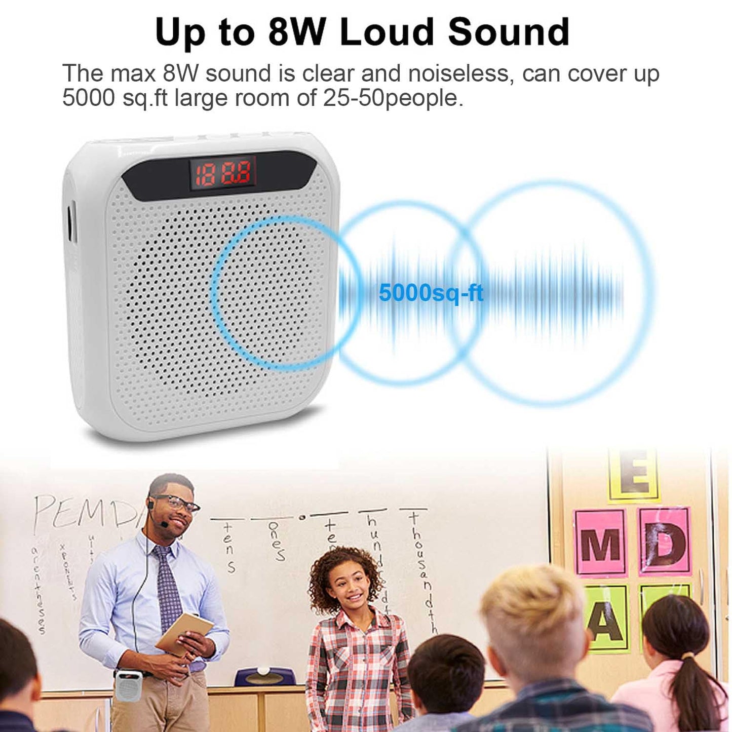 Portable Voice Amplifier for Teachers, 2200mAh Rechargeable Personal Amplifier Mic PA System Headset Microphone with Speaker for Teachers, Training, Meeting, Tour Guide, Yoga, Classroom (Rose)