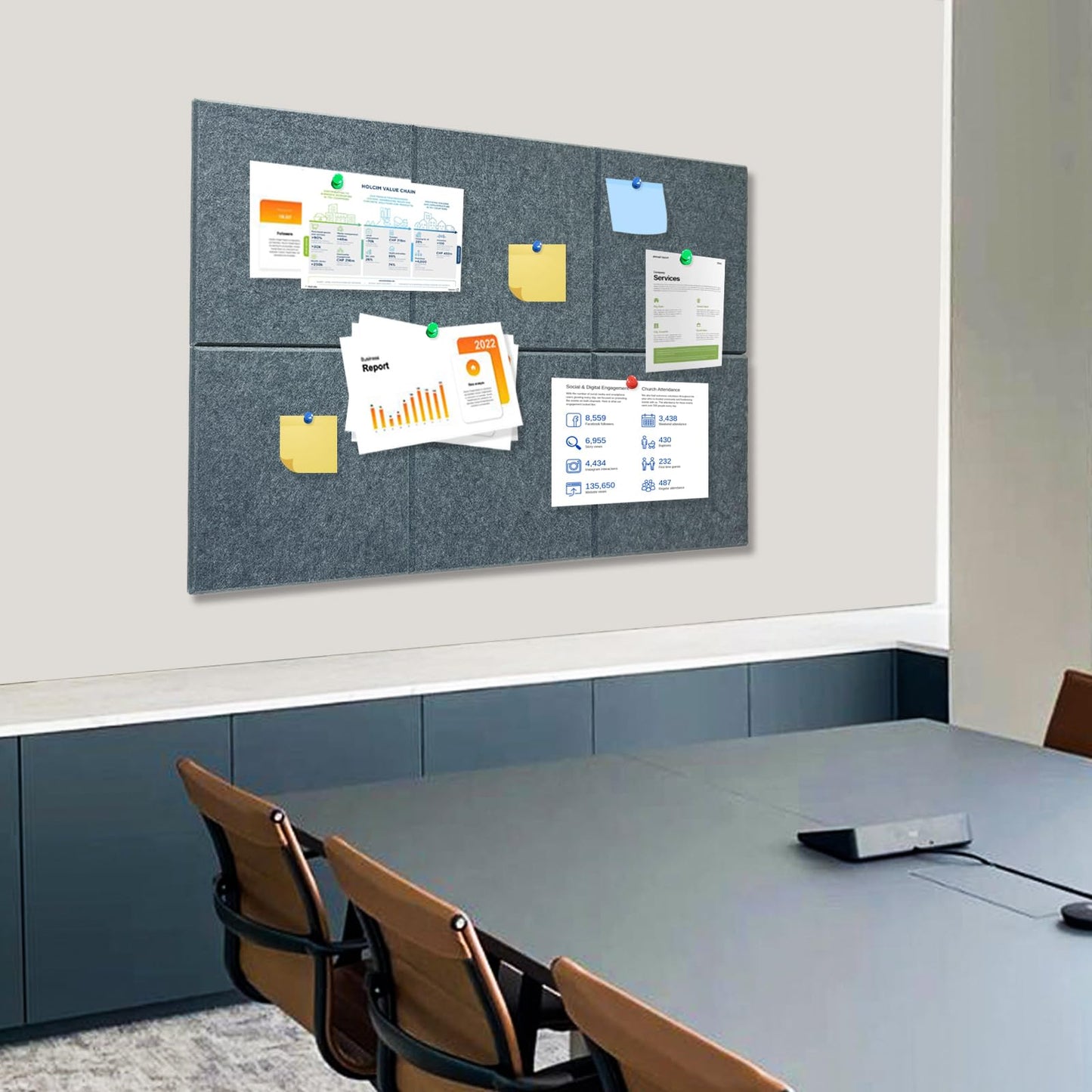Thick Cork Board Tiles for Wall with Push Pins, Removable 36"x24"x0.47" Bulletin Board Sets, Magrowill 6 Packs Felt Panels Self-Adhesive Pin Board