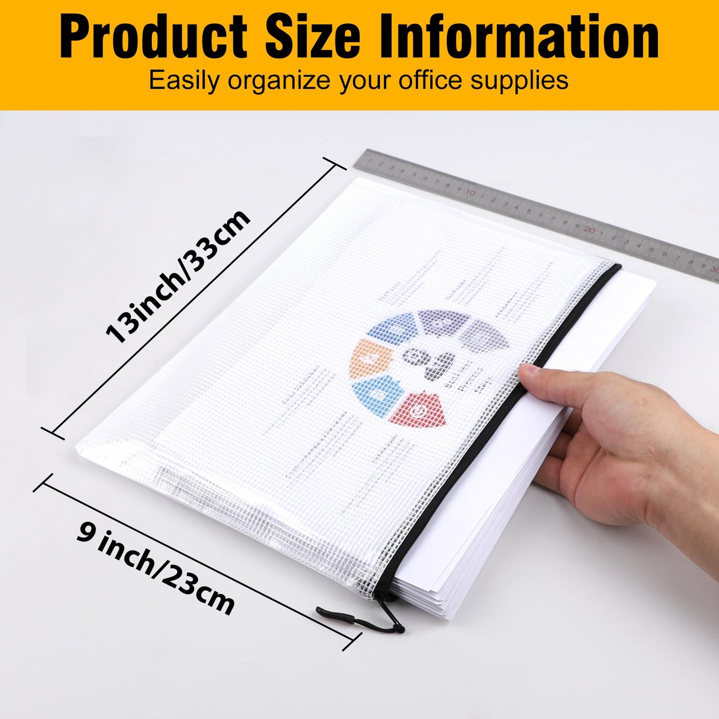 YOPCDJ 24pcs Large Mesh Zipper Pouch File Bags Reusable Zippered Pouches for Organizing Classroom, Board Game Storage, Puzzle Bags Black
