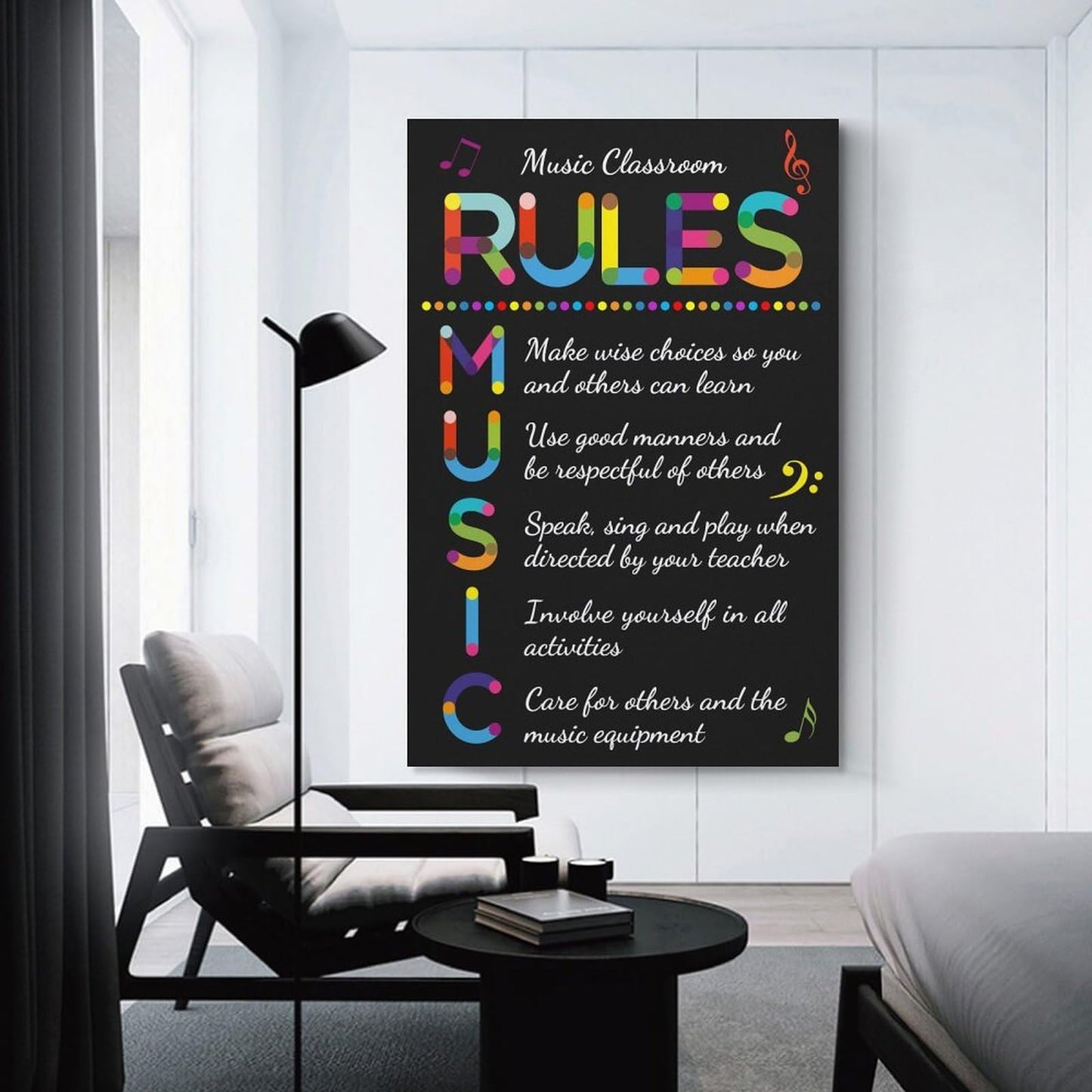 LINWDSB Music Classroom Rules Posters Musical Education Decor Primary School Middle And High Decorations Or Homeschool Unframe style-3 16x24inch(40x60cm)