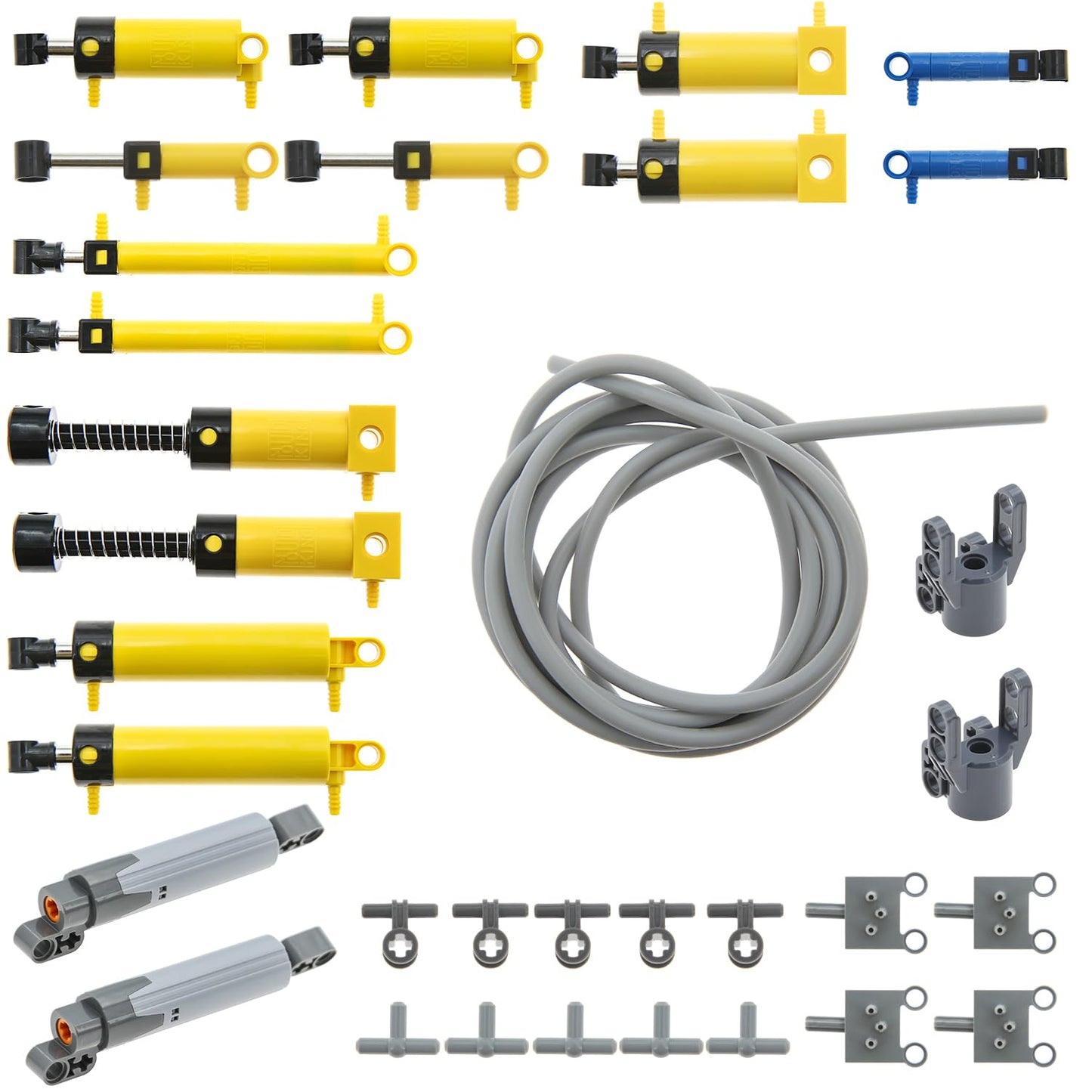 ASTEM 33pcs Pneumatic Technic-Parts Kit Compatible with Lego Pneumatic Cylinders-Air-Pump Pressure Rod Switch Piston Hose Technic Linear Actuator MOC-Spare-Parts.