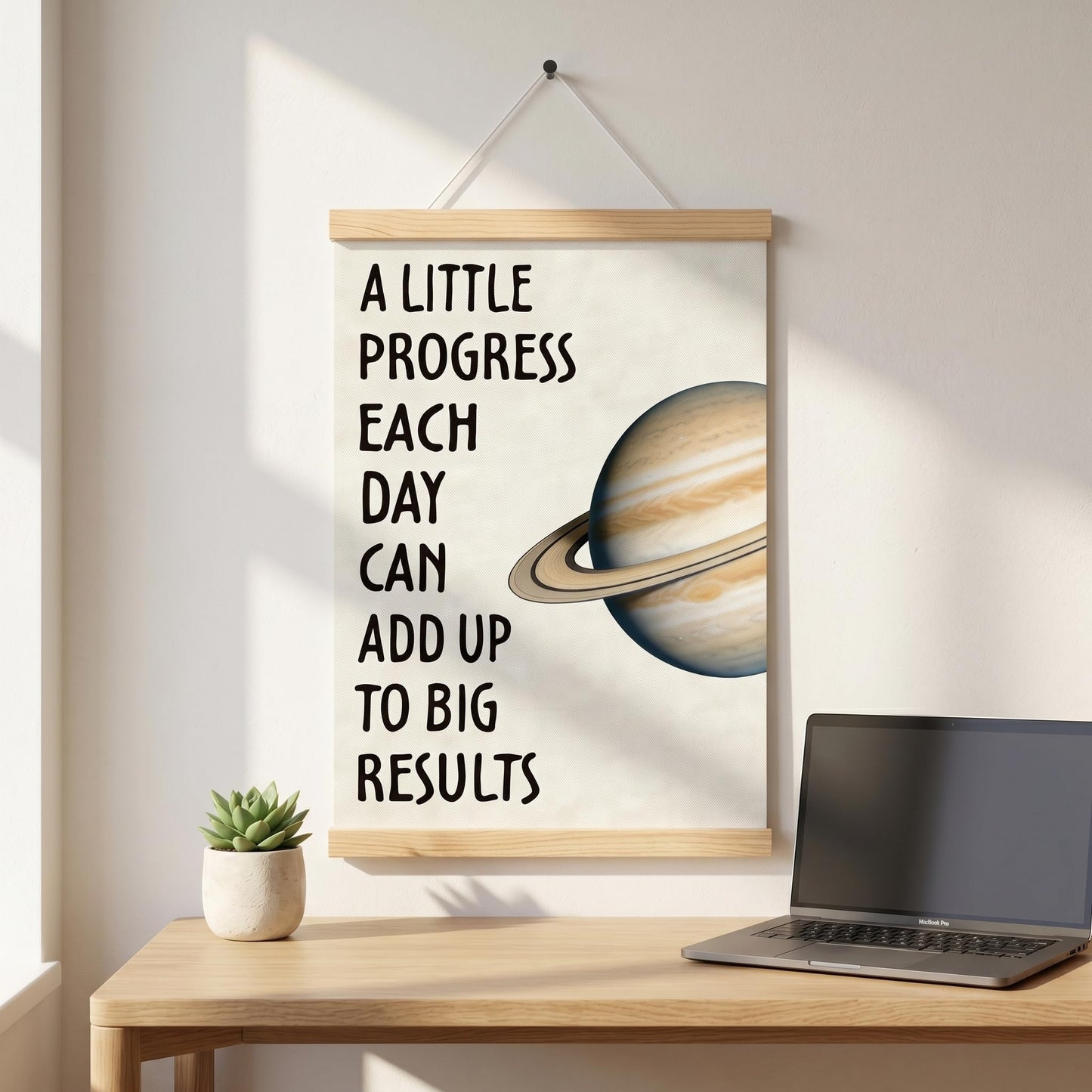 CVDGUFY Motivational Wall Art – Inspirational Wooden Scroll for Office, Classroom, and Home Decor – 30x40cm Hand-Painted Poster with UV Printing