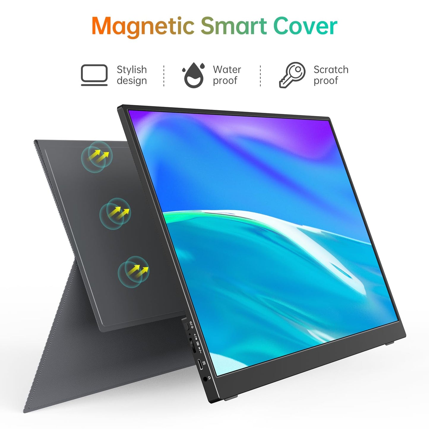 MNN 17.3" Portable Monitor 1080P FHD 144Hz Narrow Edge Laptop Monitor USB C HDMI Gaming Computer IPS HDR Screen for PC Mac Phone Xbox PS5 Switch Laptop w/Smart Cover & Speakers