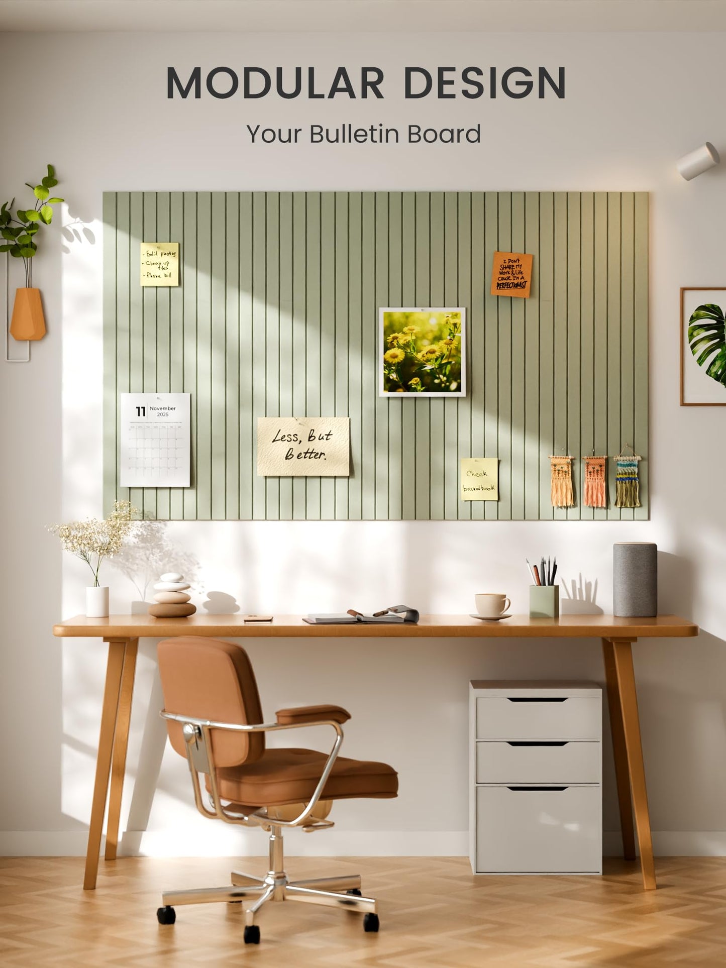 Bumusty Large Cork Board Alternative-48 x 36" Felt Bulletin Board Tiles, with 30 Pushpins, 70 Adhesive Tabs, Fine-Stripe 12-Pack, Cork Boards for Office Push Pin Board Felt Board-Sage
