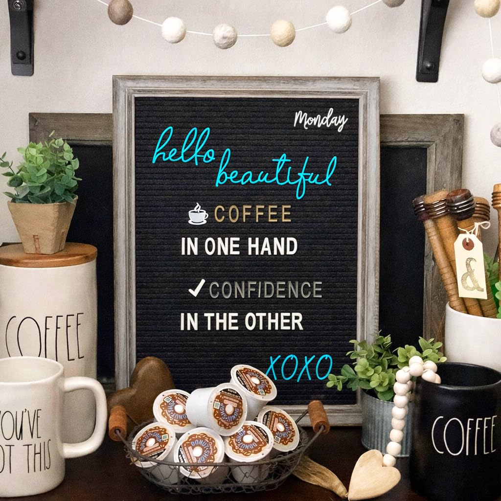 Farmhouse Felt Letter Board Sign with Stand - Rustic Wood Frame Announcement Board for New Baby, Pregnancy Announcement Sign, 12x16 Changeable Message Board with over 700 Felt Board Letters