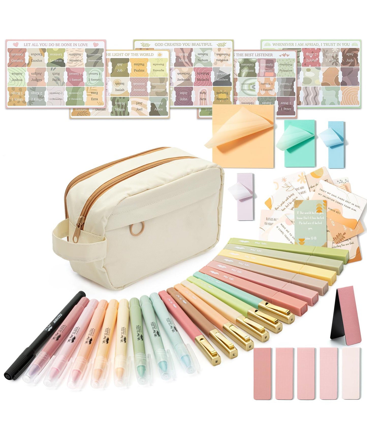 Mr. Pen- Bible Journaling Kit for Women, Bible Highlighters and Pens No Bleed, Pencil Case, Fineliner, Prayer Cards, Tabs, Magnetic Bookmarks, Transparent Sticky Notes, Christian Devotional Gifts