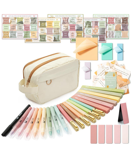 Mr. Pen- Bible Journaling Kit for Women, Bible Highlighters and Pens No Bleed, Pencil Case, Fineliner, Prayer Cards, Tabs, Magnetic Bookmarks, Transparent Sticky Notes, Christian Devotional Gifts