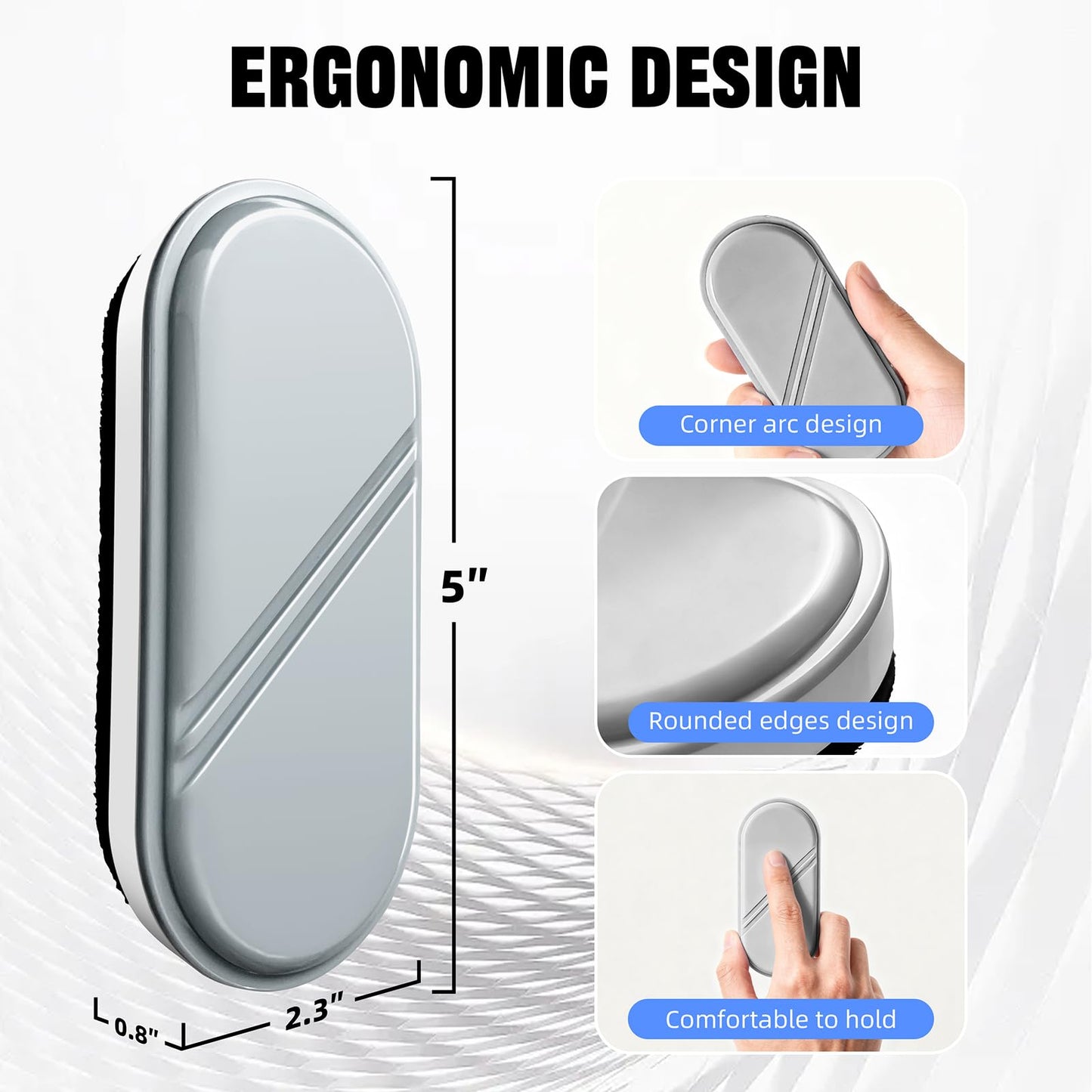 FUNISKETCH Dry Erase Eraser, Detachable Magnetic White Board Erasers - 4 Pack,Glass Board Glass Whiteboard Eraser for Office and School Supplies (Gray)
