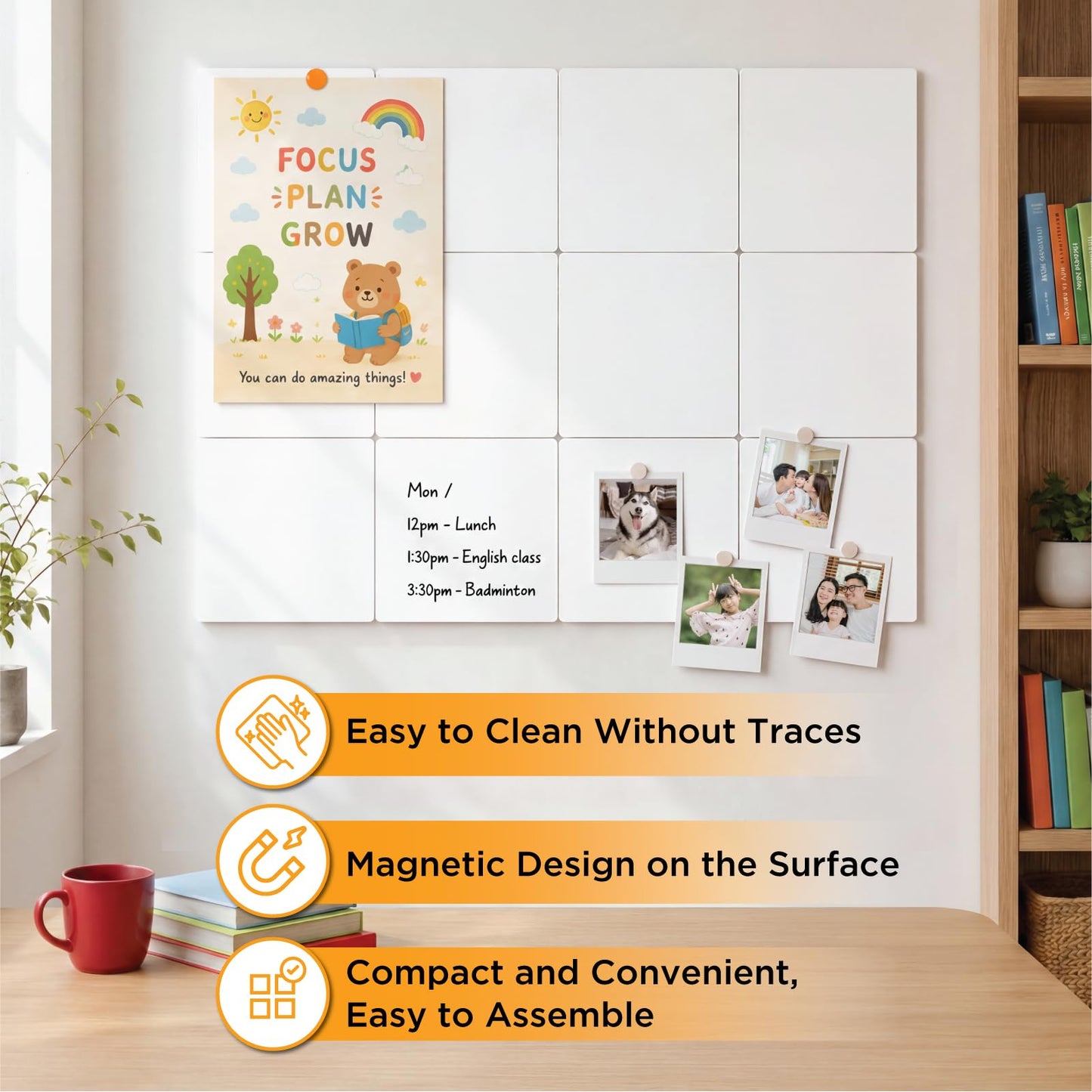 Comix Magnetic Board, 12 Pack Magnetic Whiteboard for wall, 11.8 x 11.8 Inches Dry Erase Board for Kids, Students, White Board Dry Erase Set for Fridge, Office and Home, White