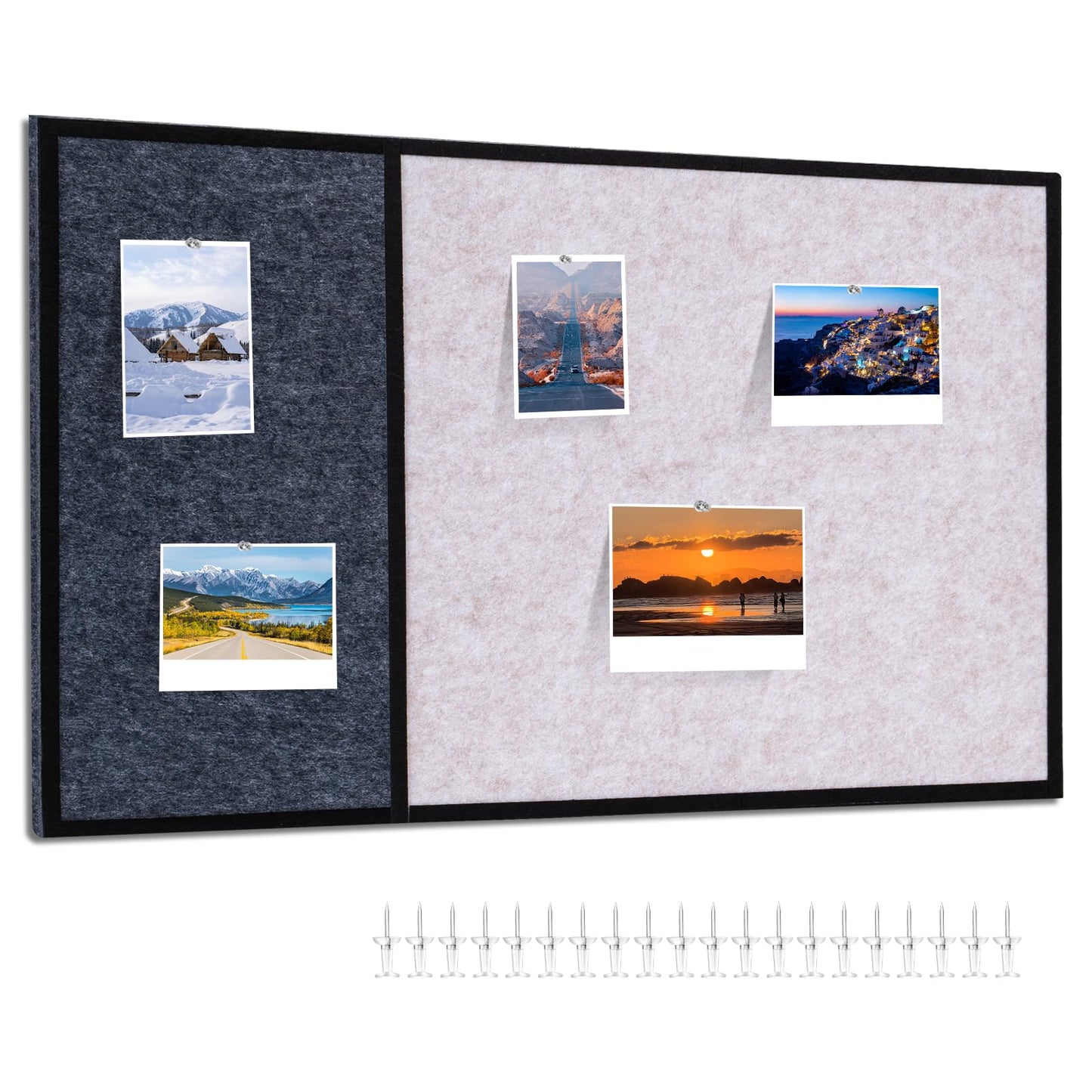 Felt Bulletin Board 23.6 x 15.7 Inch – Black Frame, Corkboard Alternative for Vision Board, Wall-Mounted Notice Board with 20 Push Pins, Home, Office & Classroom Organization – Light Camel