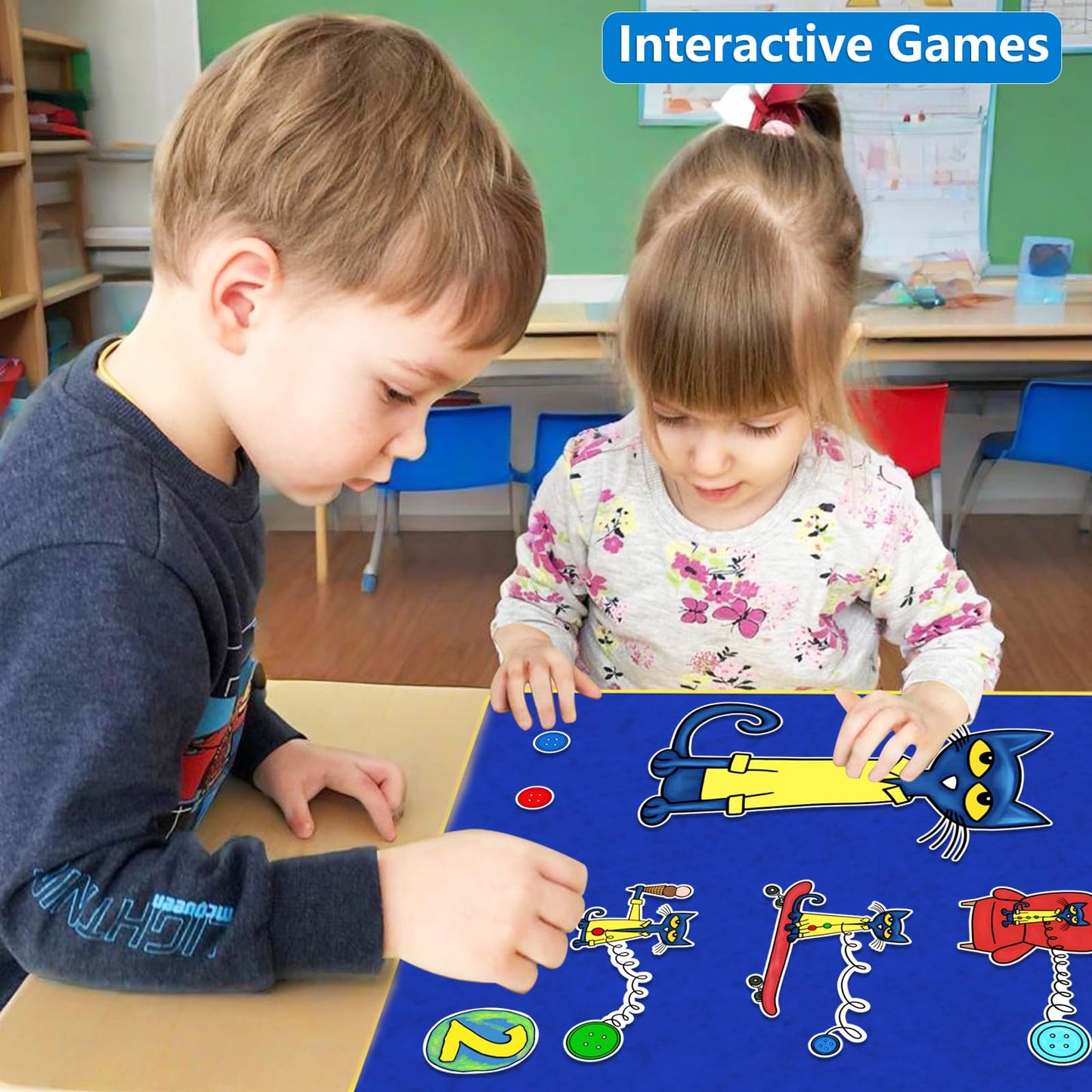 Thryvomniq Cat and His Four Groovy Buttons Fairy Tales Story Time Felts for Felt Flannel Board Set Storytelling Learning Activies for Kindergarten