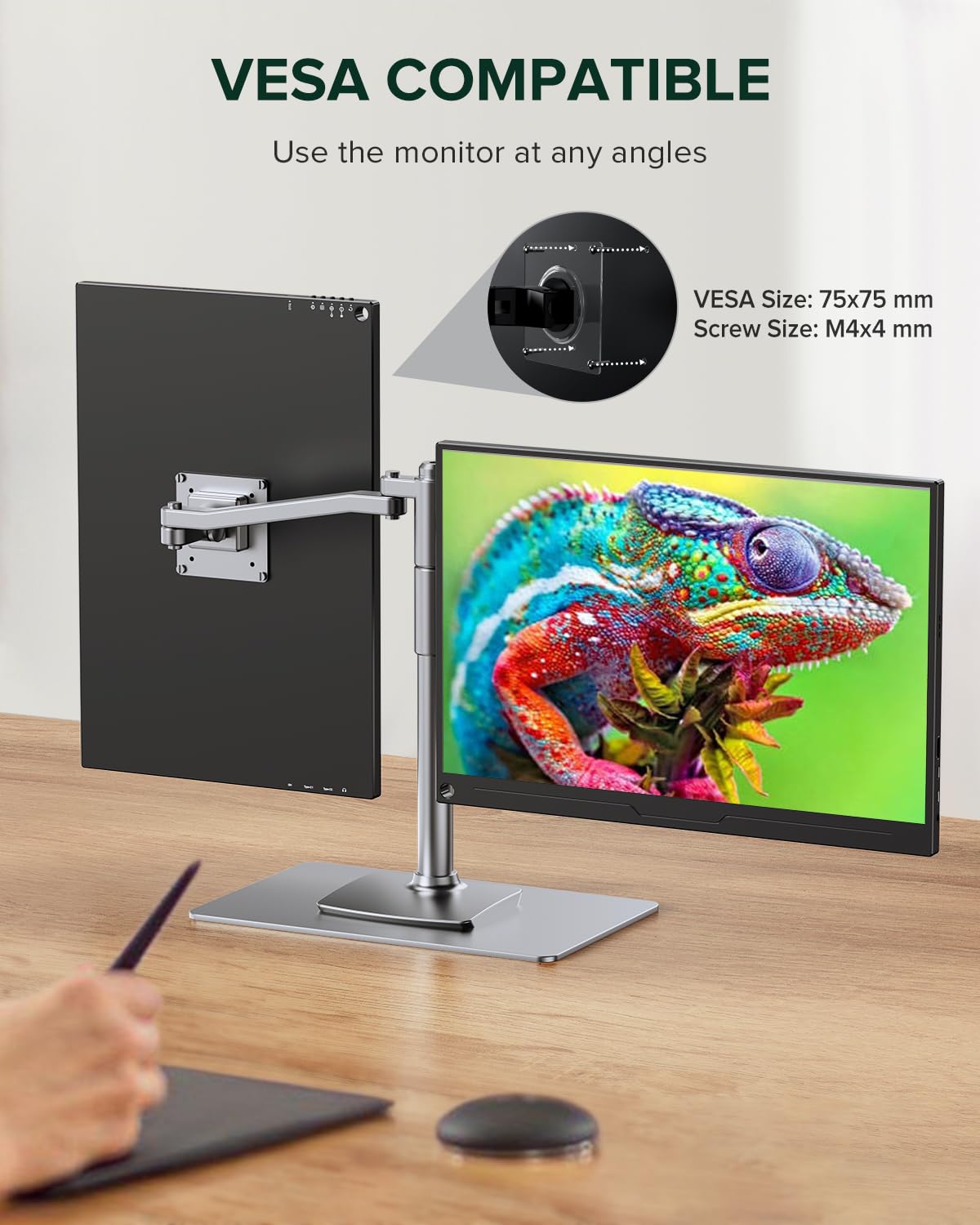 UPERFECT 2.5K QLED Portable Monitor, 16" 2560x1600 QHD Portable Gaming Monitor 120% sRGB HDR Laptop Monitor w/VESA & Smart Case Matte Eye Care External Second Screen for PC Laptop Phone Game Console