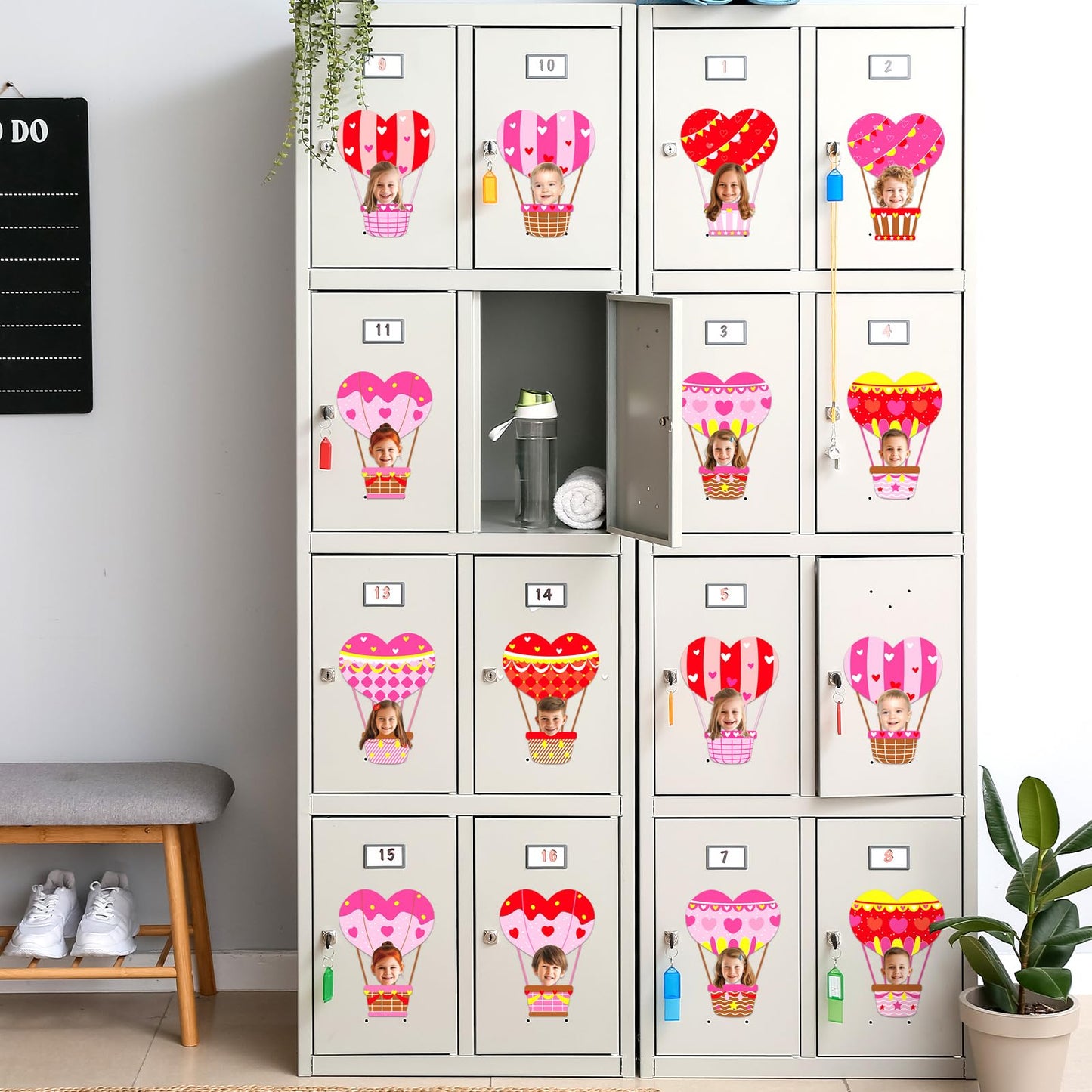60pcs Valentine's Day Theme DIY Cutouts Hot Air Balloon Bulletin Board Decoration Set Heart Shape Balloon Paper Cut-Outs Decor for Valentines Classroom DIY Photo Craft Party School Wall Door Supplies