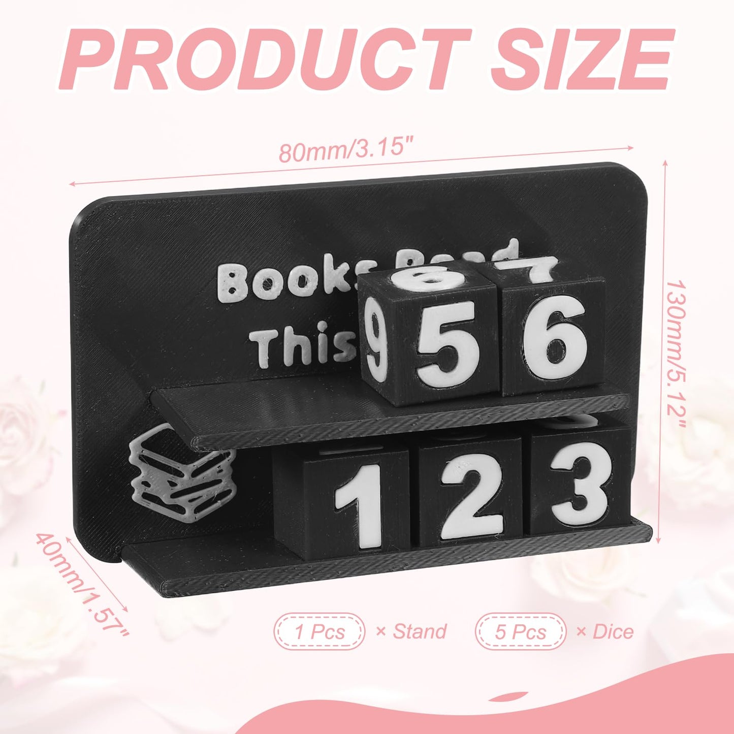 PATIKIL Books Read This Year Tracker, 3D Reading Challenge Counter Sign Library Bookshelf Decor Reading Challenge Number Up to 999 Books Gift for Reader Book Lovers Teachers, Black