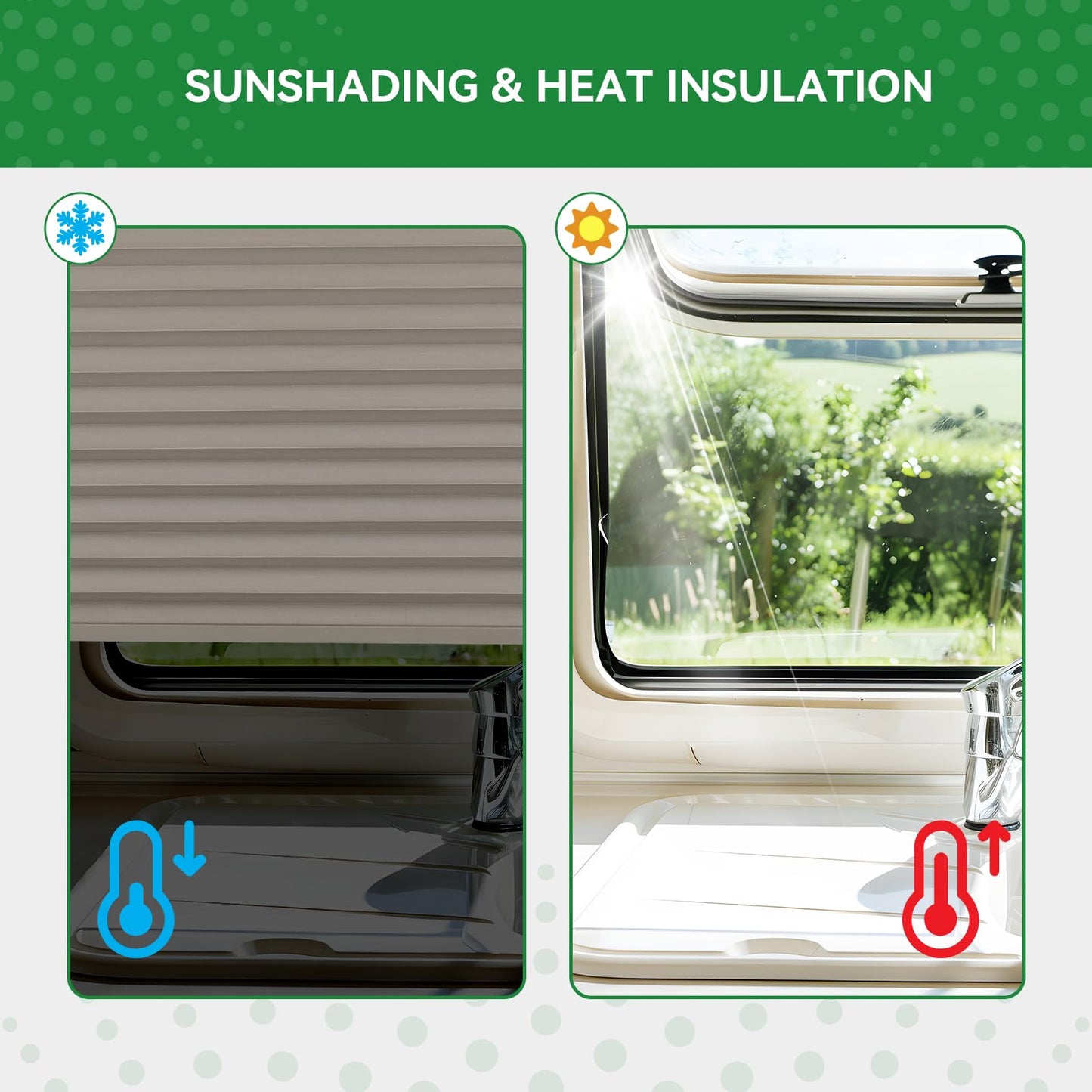 RVINGPRO RV Blinds for Camper Windows, Grey Polyester, 50inW x 24inH, Model 969b51af-cdf3-4851-b094-3a675f966