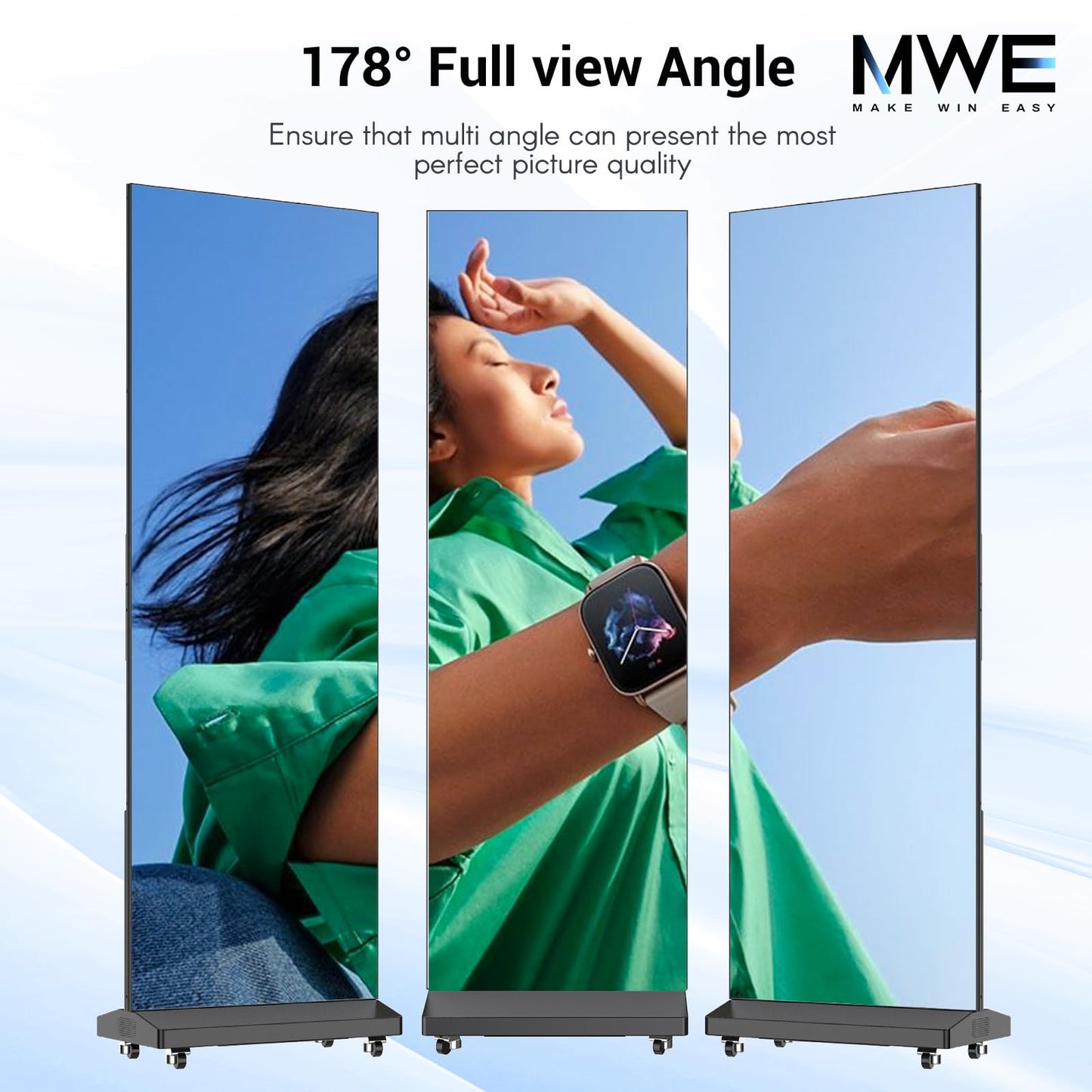 80 Inch LED Digital Signage Display, Foldable Seamless Stitching Kiosk, P1.86 GOB LED Screen Poster with Flight Case, Commercial Advertising Display for Events, Rentals and Weddings (Black, 1 Unit)