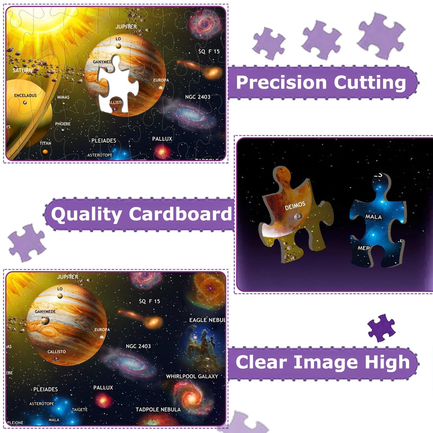 GWXWU Puzzles for Kids Ages 6-8 and 8-10, 200 Piece Solar System Planets Learning Educational Jigsaw Puzzles, Educational Learning Toy for Boys and Girls