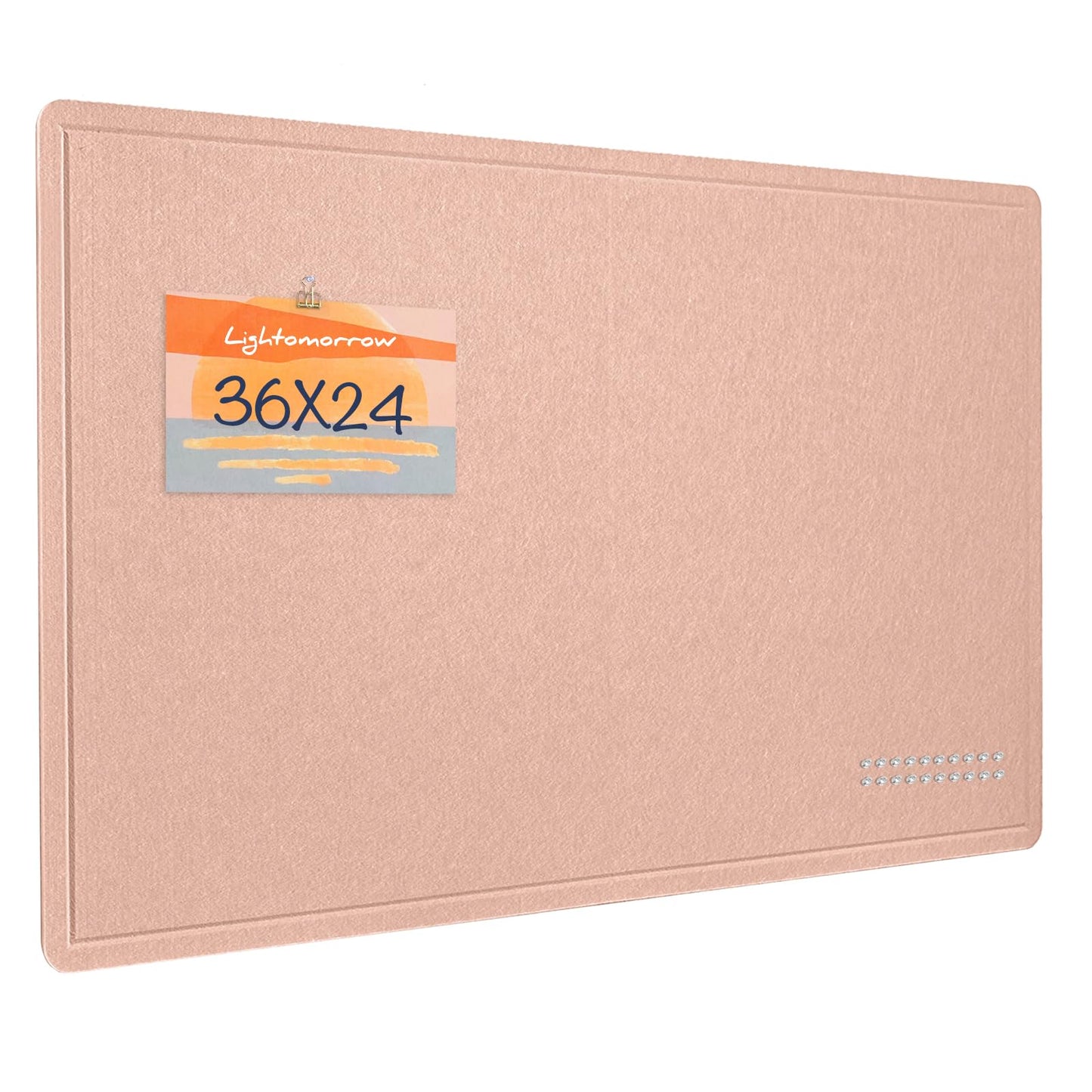 Lightomorrow Bulletin Board, 36 x 24 inches Felt Board - Decorative Pin Board, Cork Board Alternative for Wall, 3' x 2' Foldable Self-Adhesive Vision Board Prayer Board with 20 Pushpins - Mauvey Pink