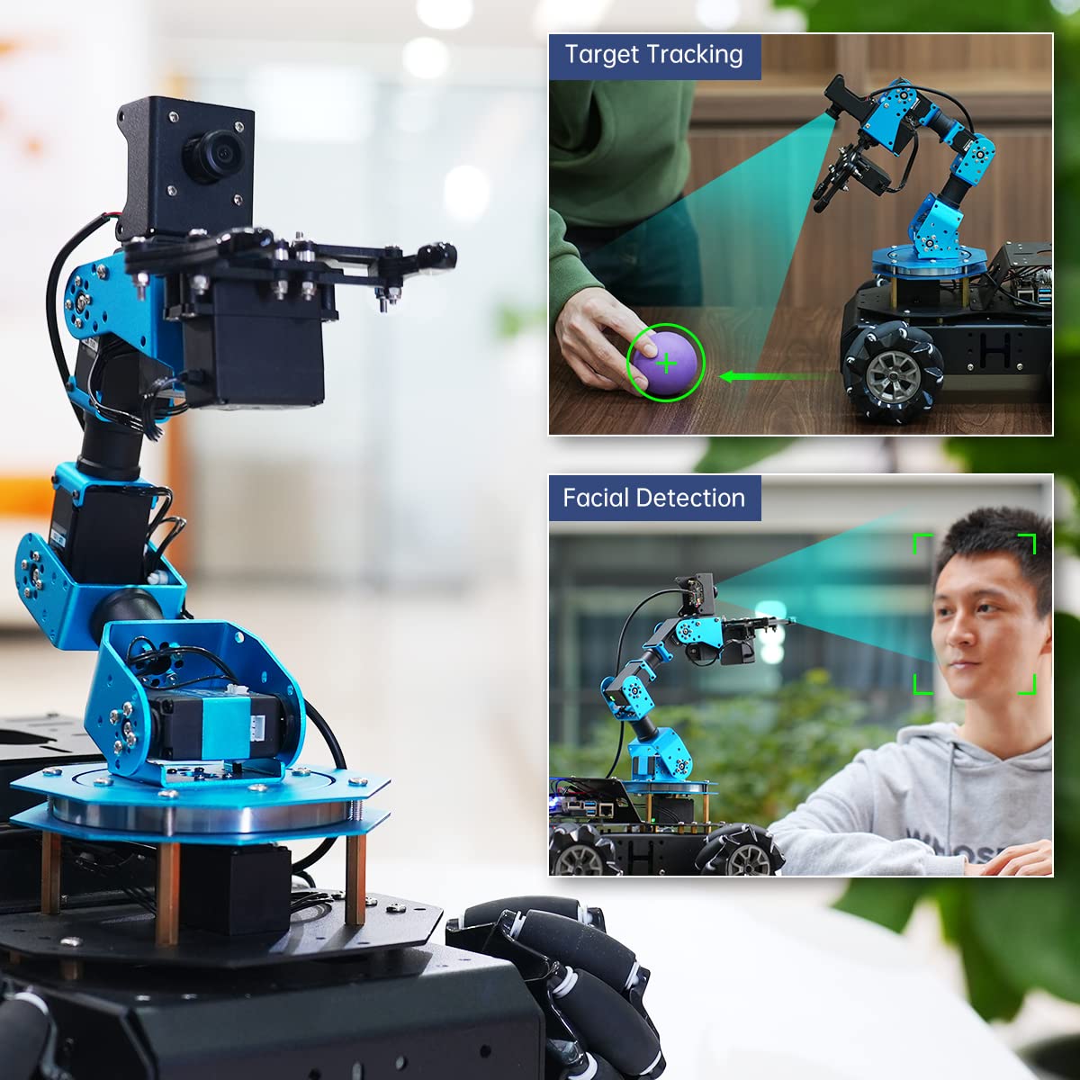HIWONDER 6DOF Robot Arm Raspberry Pi 5 8GB AI Vision Robotic Arm Car with 4WD Mecanum Wheel Chassis DIY Robot ROS Open Source for Adults and Teens