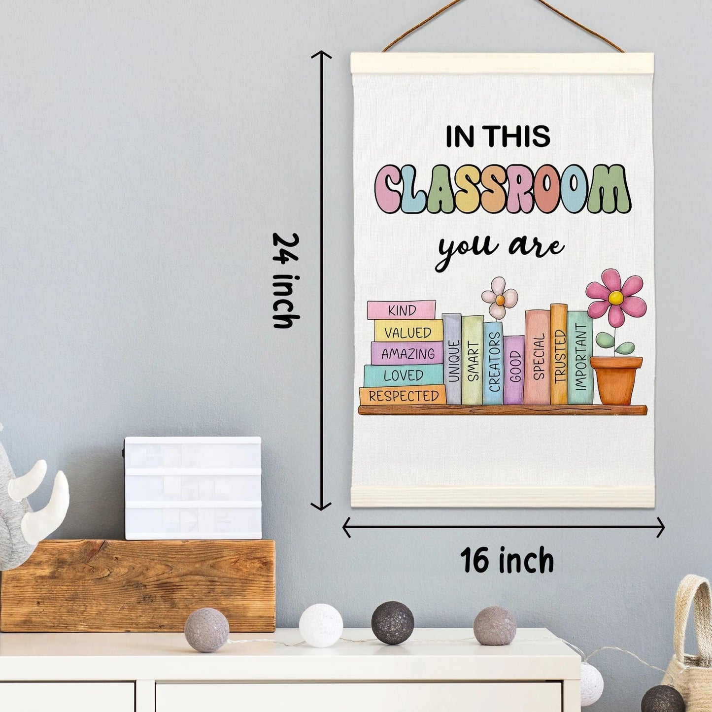 LKETW Inspirational Classroom Poster Hanger Frame 12x16 Inch, Positive Affirmations Motivational Wall Art Posters for Classroom, Inspirational Hanging Banner Decor for Home Kids Room Bedroom