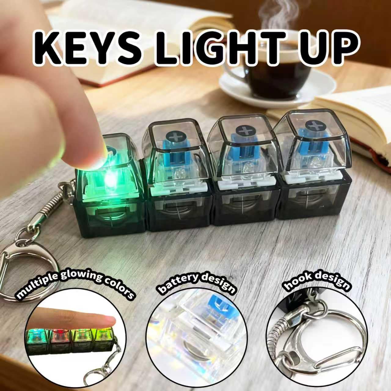 Keyboard Fidget Toy, Keyboard Clicker with LED Light, Keyboard Fidget Keychain, Keyboard Button Finger Clicker for Anxiety Relief (Style-2)