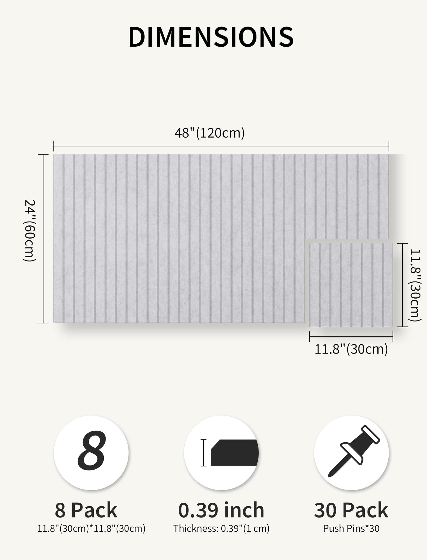 Large Bulletin Board 48"x 24" Cork Boards for Walls, 8 Pack Felt Wall Panels Photo Board, Cork Board for Office Home Pin Board