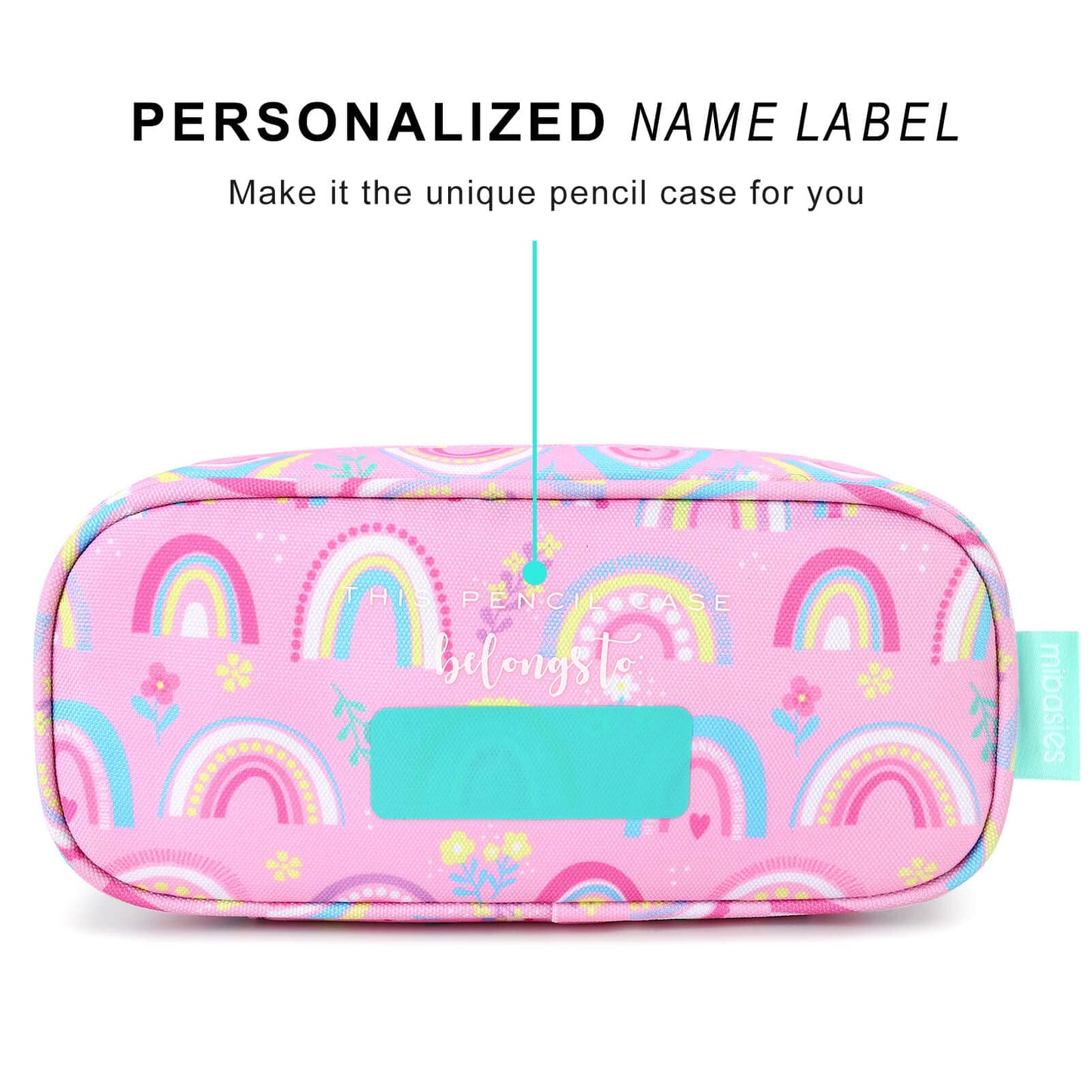 mibasies Girls Pencil Case for Kids, Multi-Slot Pencil Pouch, Rainbow Pink