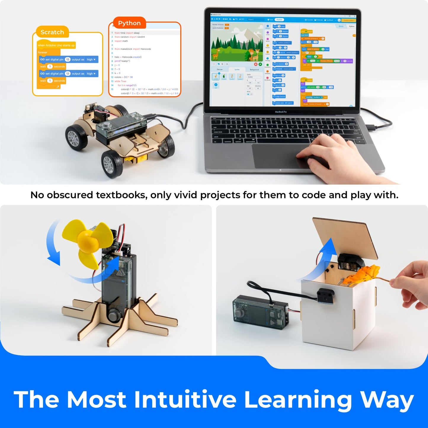 Makeblock Cyberpi Project-Based Coding Kit, Coding for Kids Support Scratch & Python Programming, STEM Projects for Kids Ages 8-12, Robotics Kit Support IoT Technology with Built-in WiFi Module