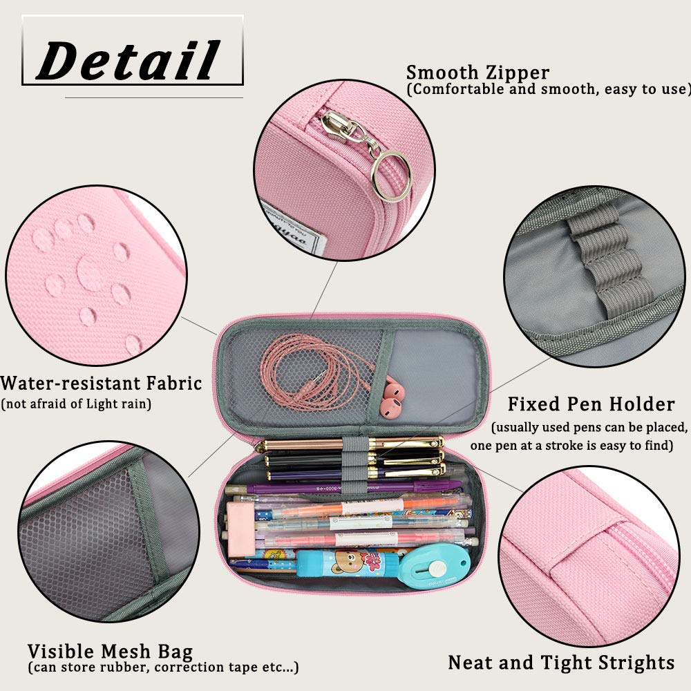 FUXINGYAO Pencil Case, Multi- Slot Pencil Pouch, Portable Pencil Bag, Pen Case for& Office(pink)