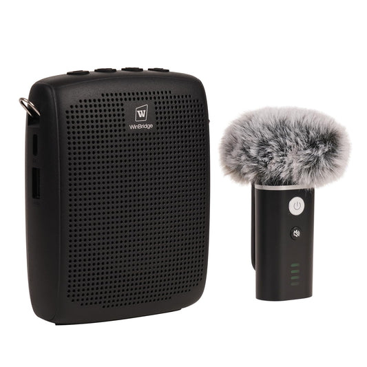 WinBridge Wireless Voice Amplifier with Bluetooth Lapel Microphone for Teaching, Classroom Lecturing, ABS 49ft, 12-15H Portable Personal Mini Amp Lavalier Mic Speaker for Teachers - WB006