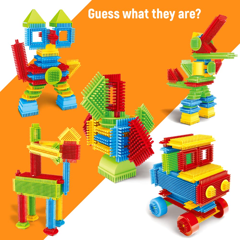 teytoy My First Baby Building Toys, 150pcs Bristle Shape 3D Building Blocks Toy Set for Kids Ages 3-8 Years Old, STEM Educational Preschool Toys