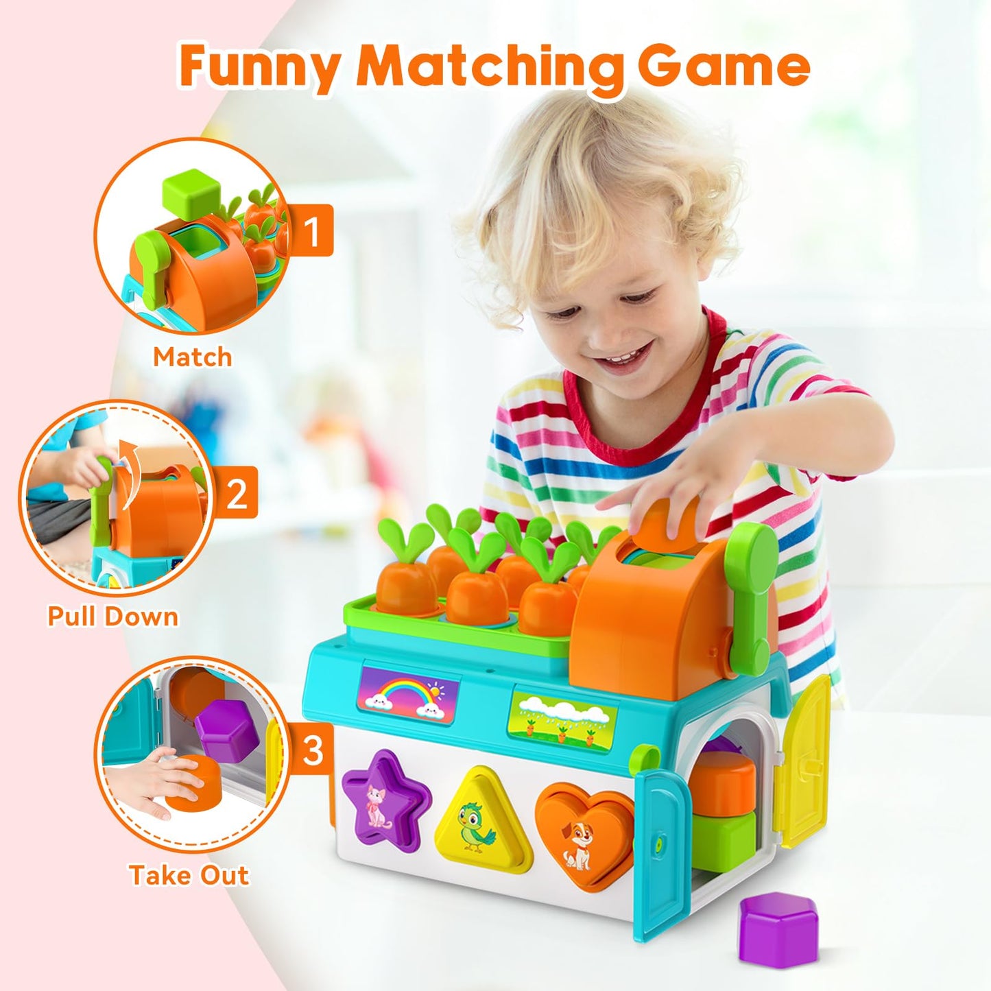 Grasili Musical SortingToys for 1 Year Old Boy, 1st First Birthday Boy Girl Gifts Presents, Montessori Educational Learning Toddler Toy for 1-2 Year Old, Fine Motor Skills Toy