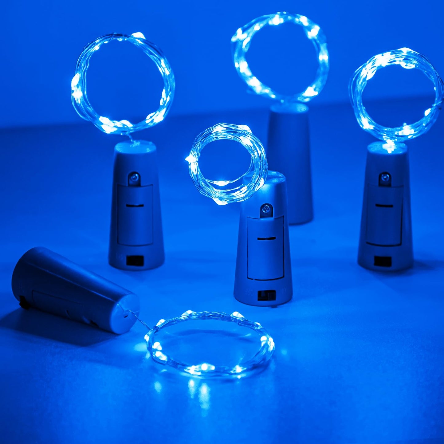 Aluan Wine Bottle Lights, 20 LED Copper Fairy Lights, Waterproof, Blue, Model BL00, 10 Pack for Indoor Decoration