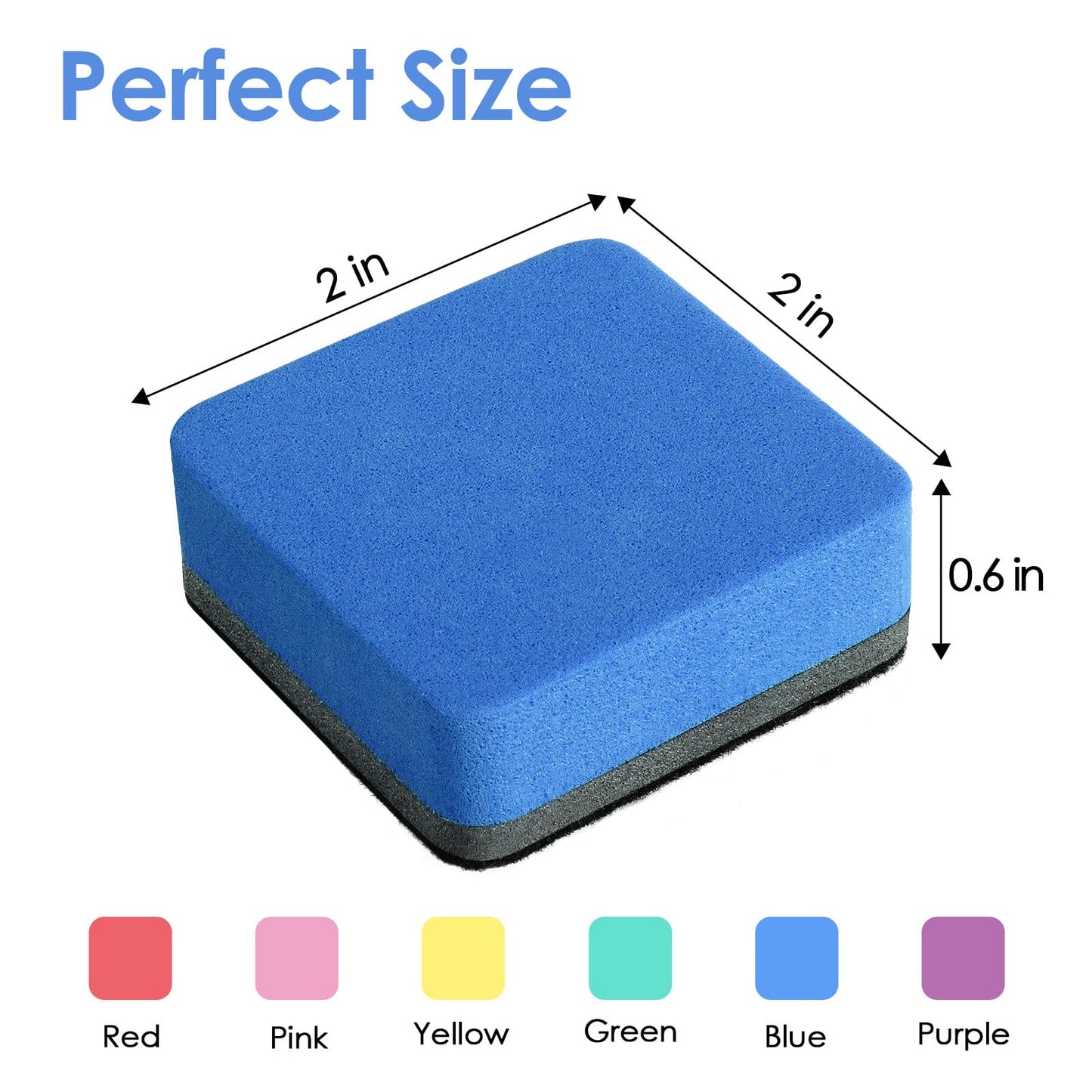 MaxGear 48 Pack Dry Erase Erasers, Magnetic Whiteboard Dry Erasers for Classroom, Mini Whiteboard Cleaning Pads, Chalkboard Wiper Teacher Supplies for School, Office, Home, 6 Color Set, 2 x 2 Inch