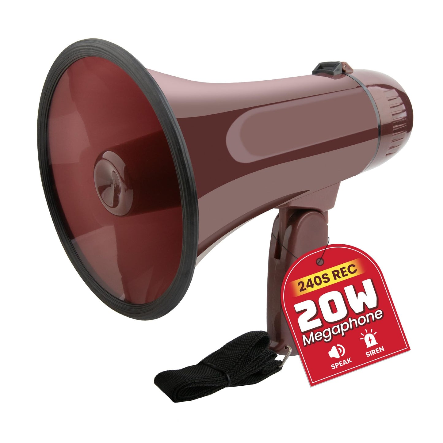 MyMealivos 20W Megaphone Bullhorn-5.4"×8.6" Portable Megaphone Built in Siren & 240s Recording, Volume Control Cover Up to 300 feet+ for Indoor and Outdoor Activities(Coffee)