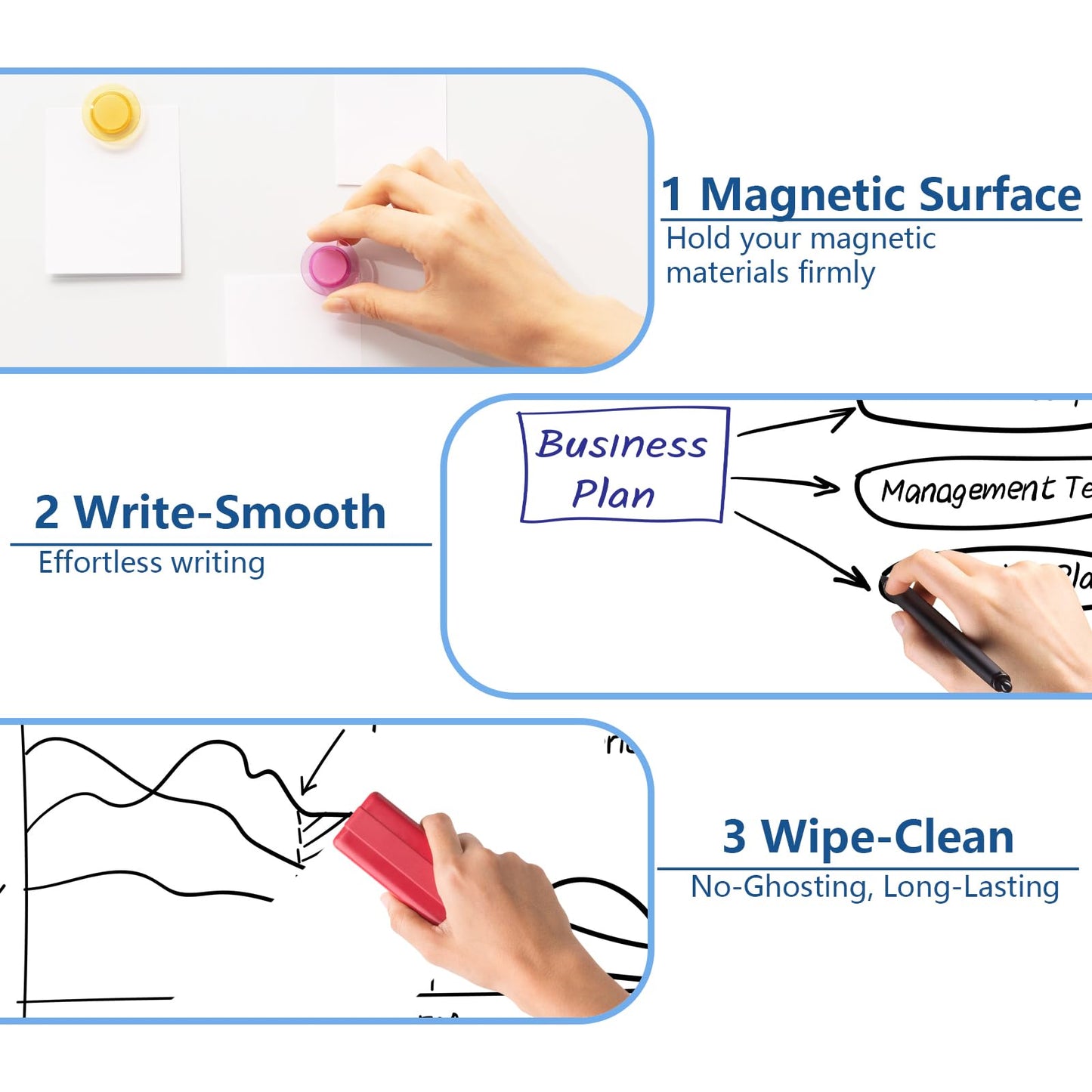 XBoard Magnetic Dry Erase Board/Whiteboard, 36 X 24 Inches Double Sided White Board, Silver Aluminium Frame