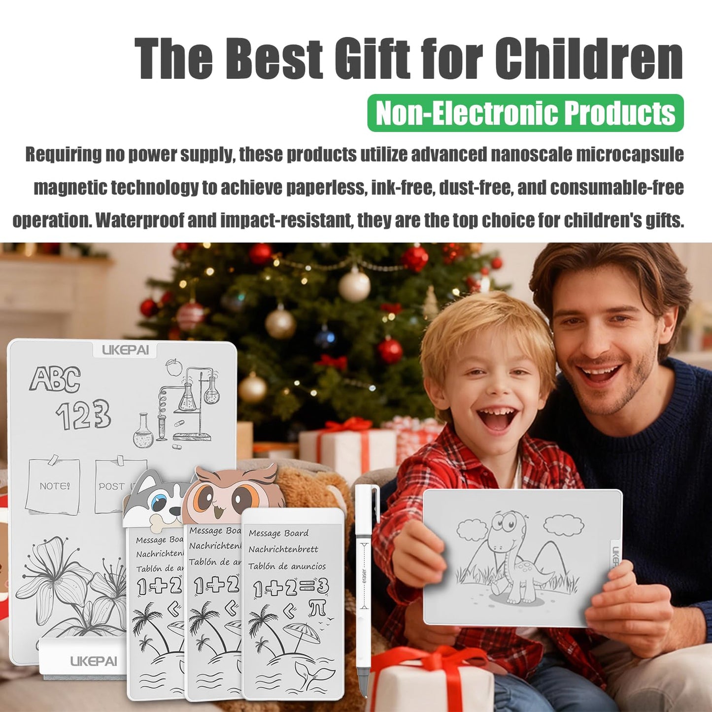 LIKEPAI Dog Cartoon Parent-Child Magic Whiteboard Set 10+5.5 Inch, New Tech Erasable Doodle Board Replace LCD Tablet, Dual-Size Gift for Family Office Interactive Drawing