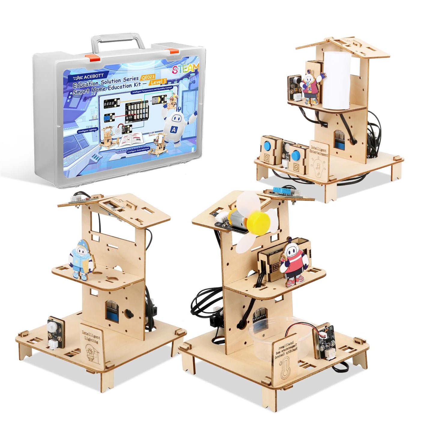 ESP32 STEM Science Kits for Kids Ages 8-10-12, 3 in 1 Smart Home Education Kit, Wooden 3D Puzzles Toys Children's DIY Building Crafts Model Set, Christmas Birthday Gift for Girls Boys