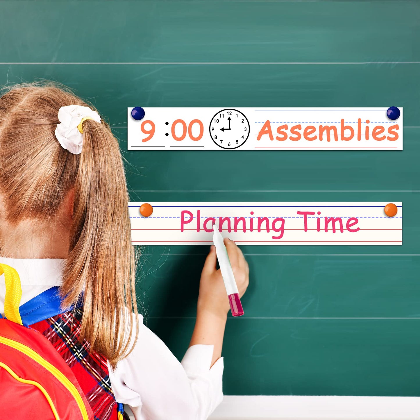 Godery Dry Erase Sentence Strips Cardstock 2” x 12”, Thick Ruled Word Writing Paper, Schedule Card for Teacher Supplies, Classroom and Home, Pack of 50
