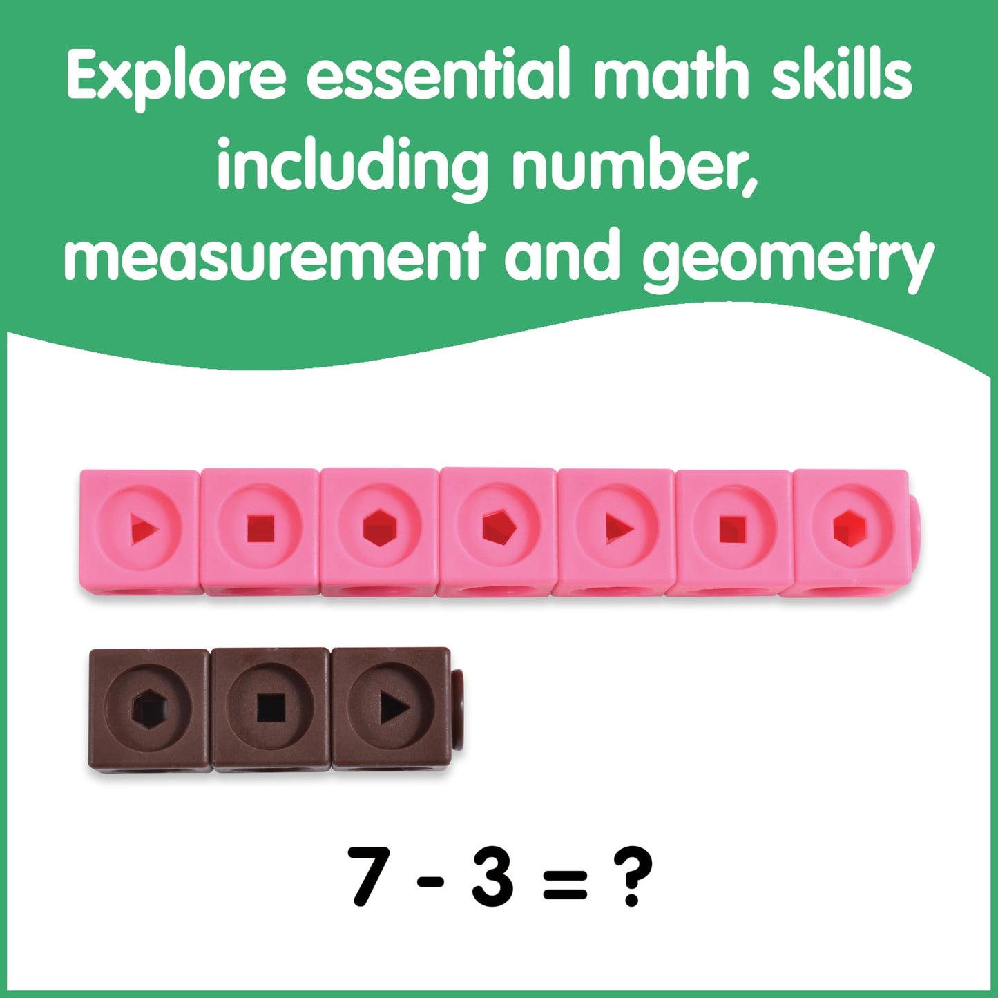 edxeducation Math Cubes | Set of 100 Linking & Snap Cubes | Counting Blocks with 5 Shapes | Math Manipulatives for Preschool & Kindergarten | 10 Colors